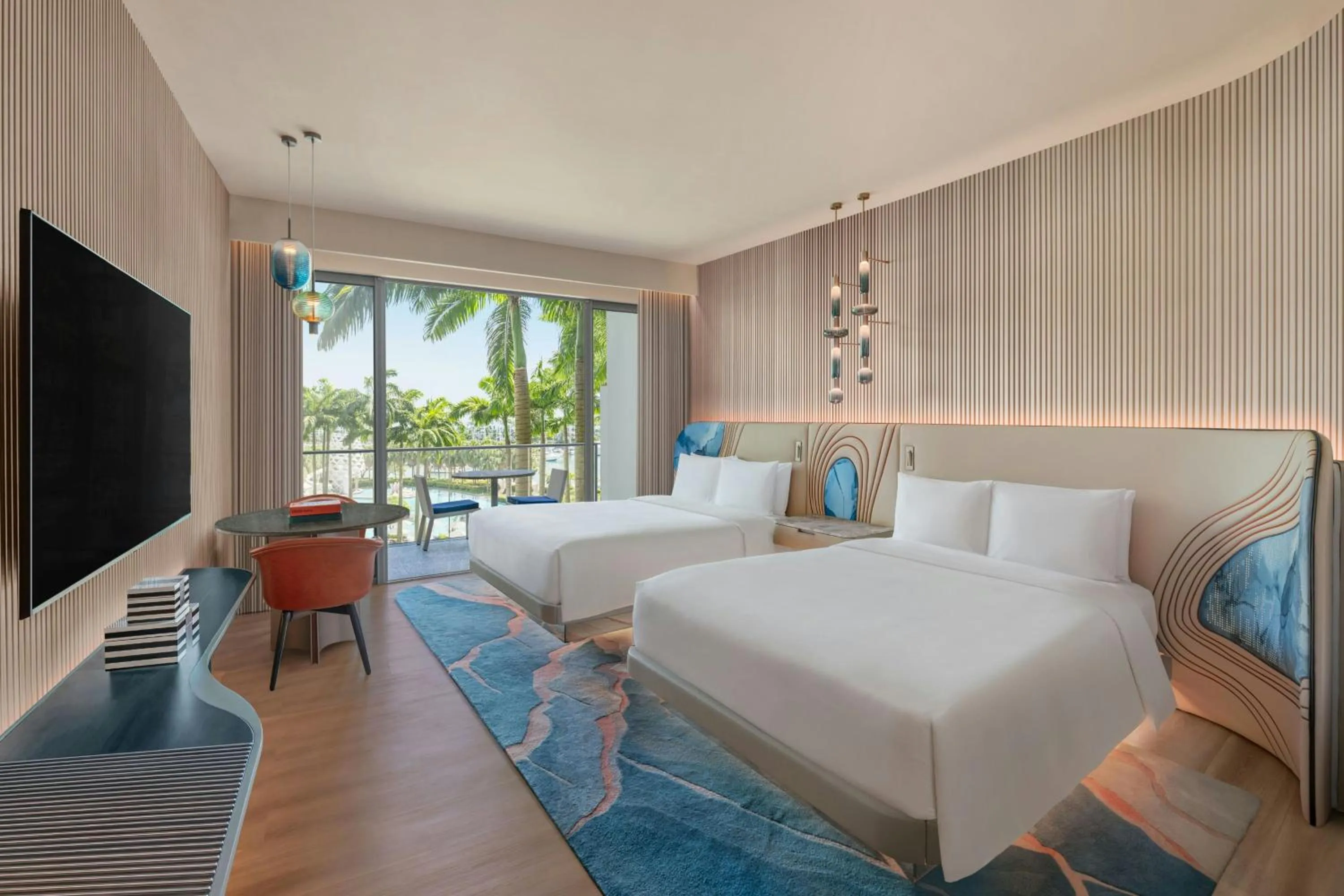 Photo of the whole room, Bed in W Singapore - Sentosa Cove, Newly Renovated