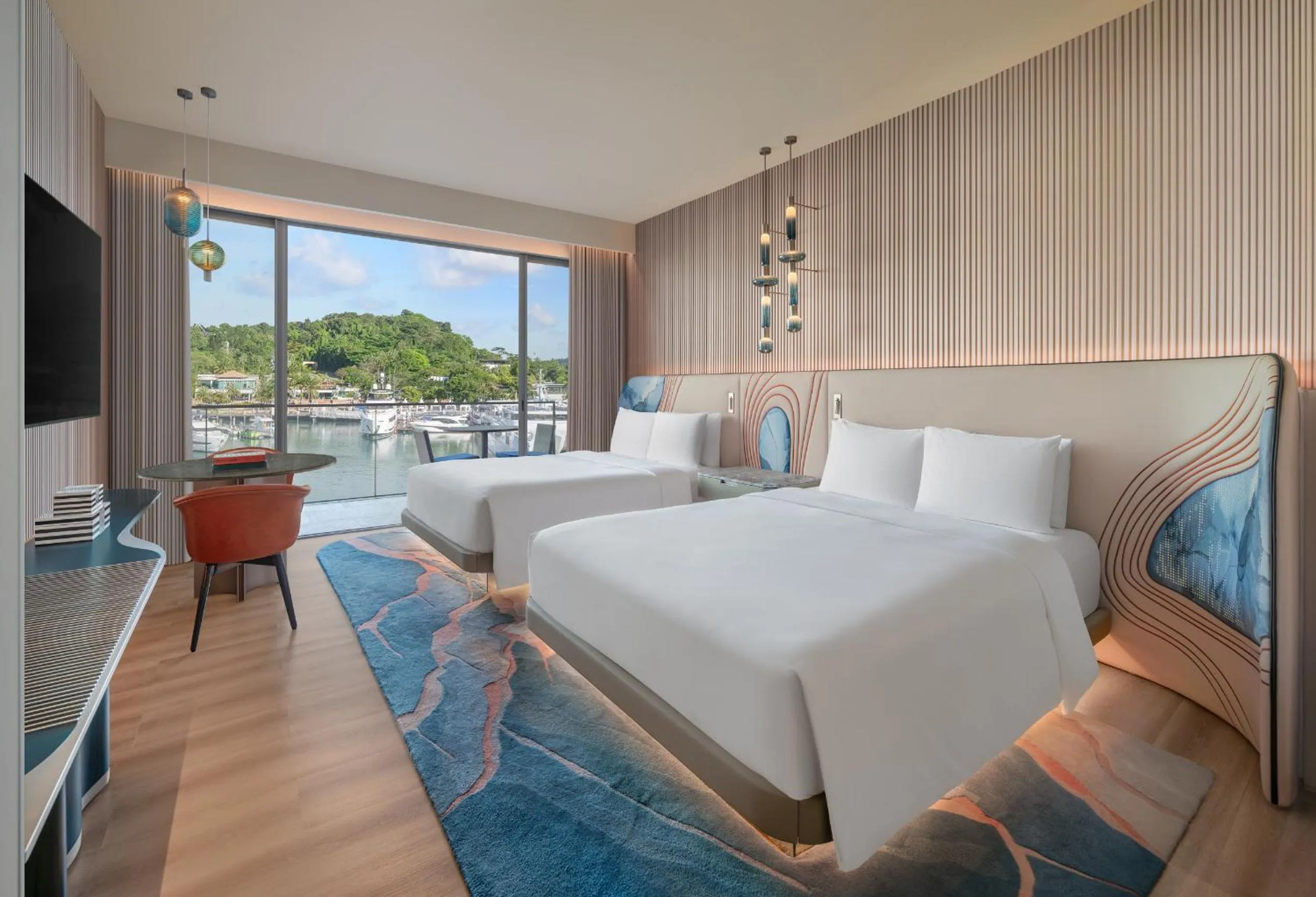 Bedroom, Bed in W Singapore - Sentosa Cove, Newly Renovated