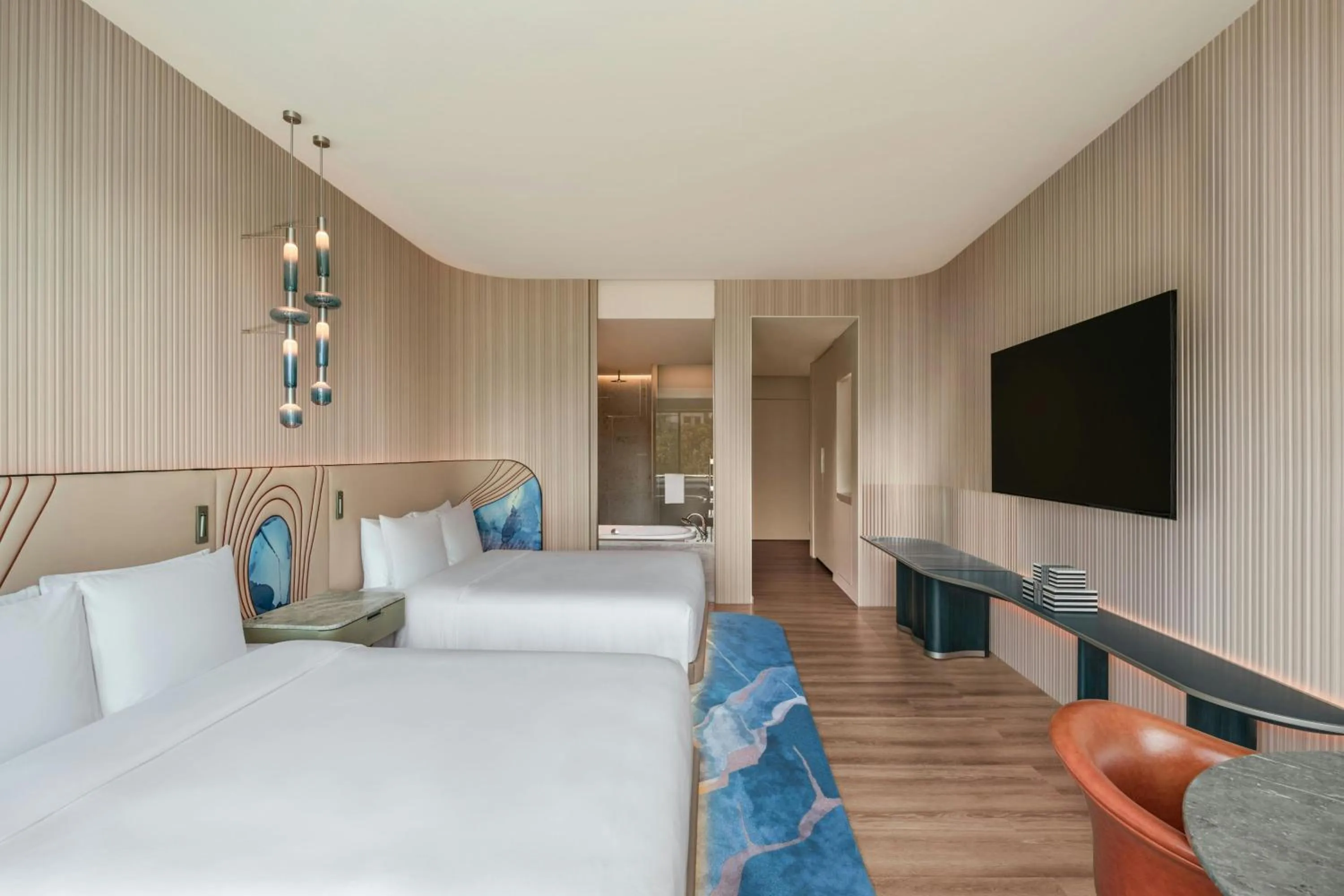 Photo of the whole room, Bed in W Singapore - Sentosa Cove, Newly Renovated