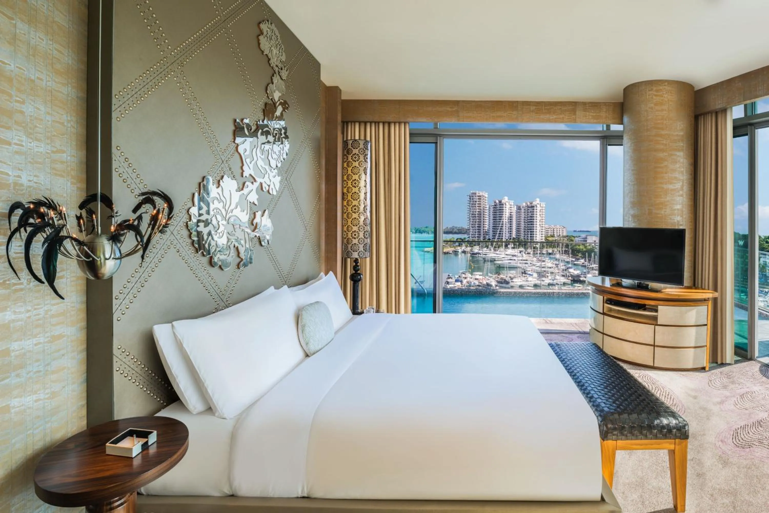 Bedroom, Bed in W Singapore - Sentosa Cove, Newly Renovated