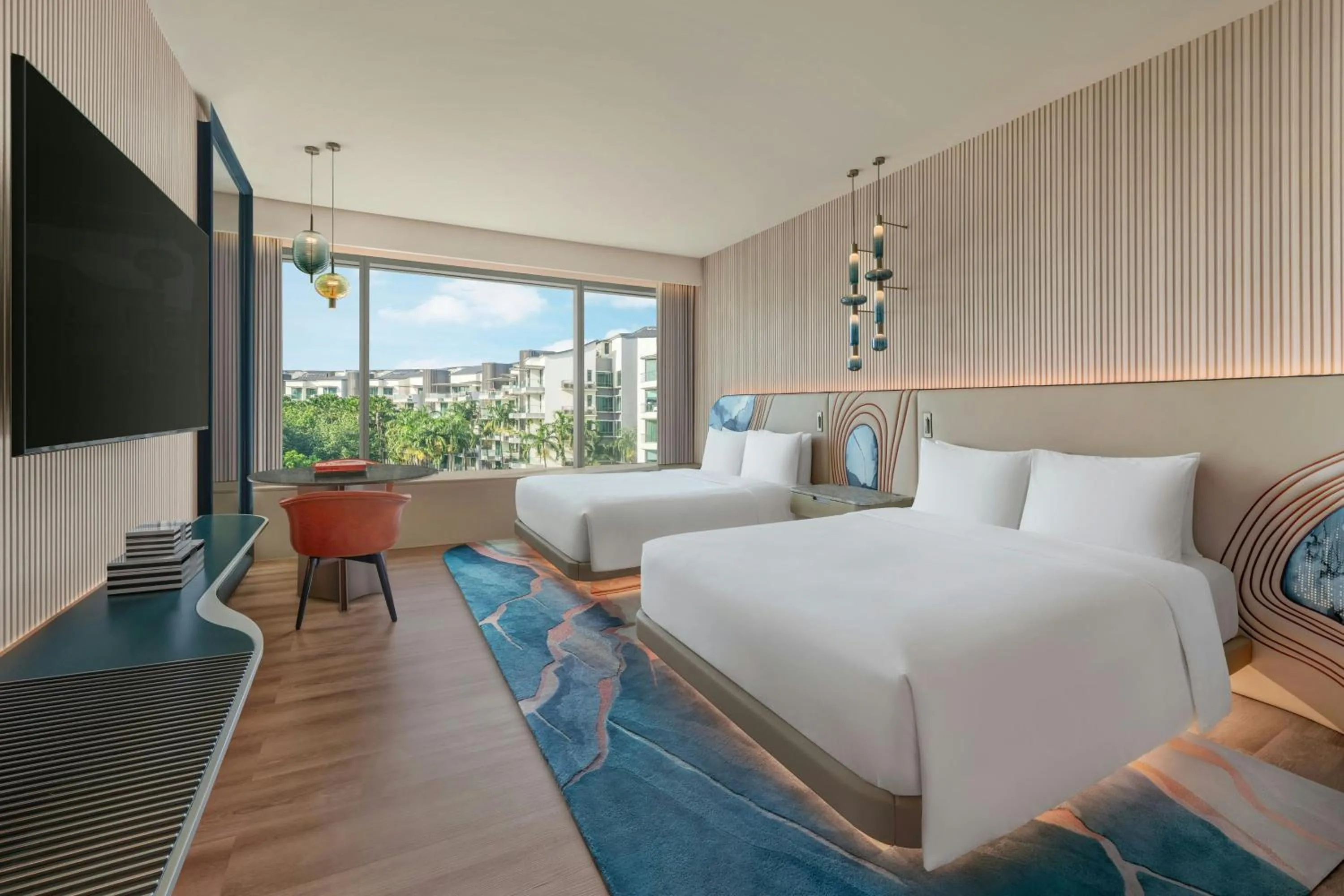 Photo of the whole room, Bed in W Singapore - Sentosa Cove, Newly Renovated