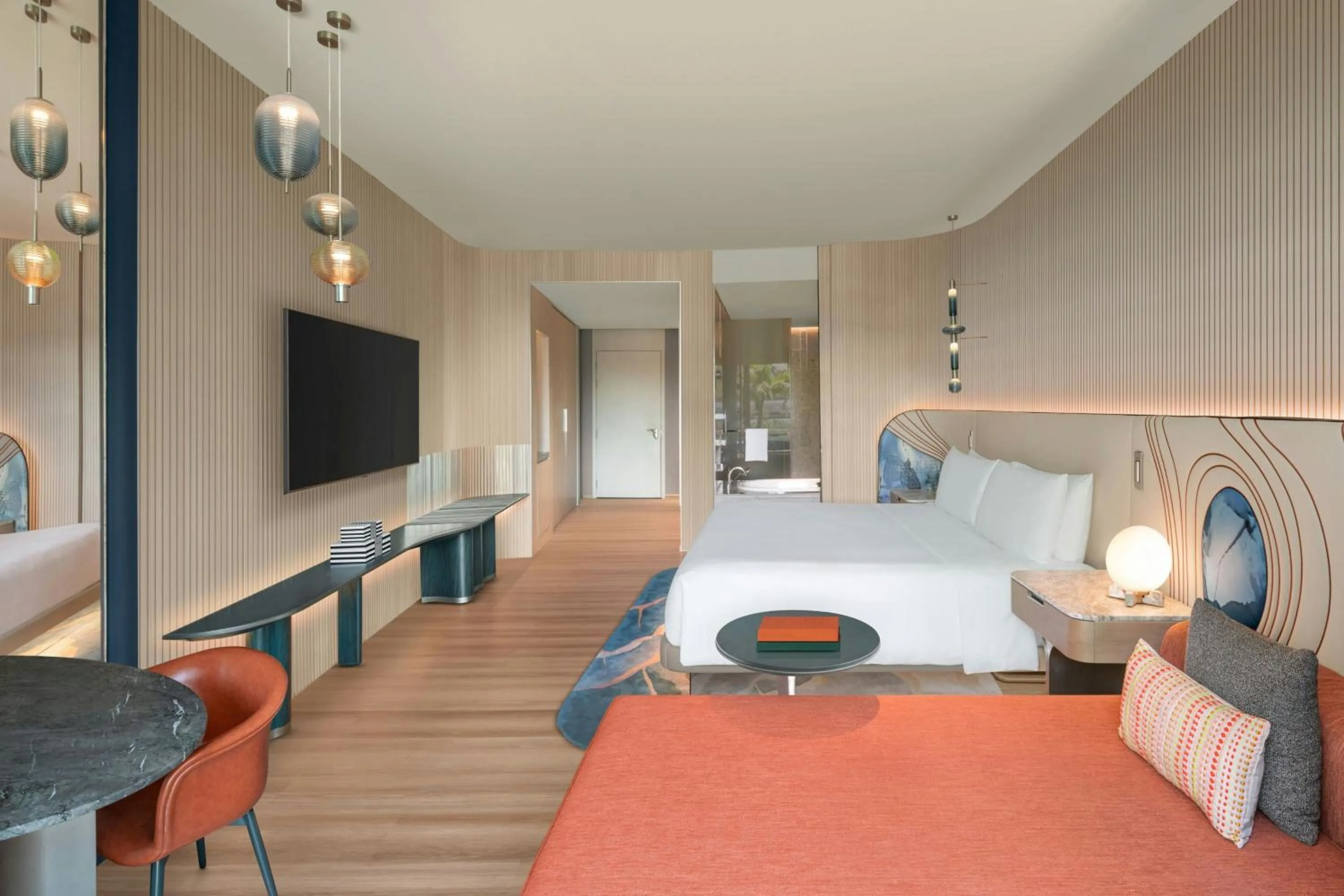 Photo of the whole room, Bed in W Singapore - Sentosa Cove, Newly Renovated