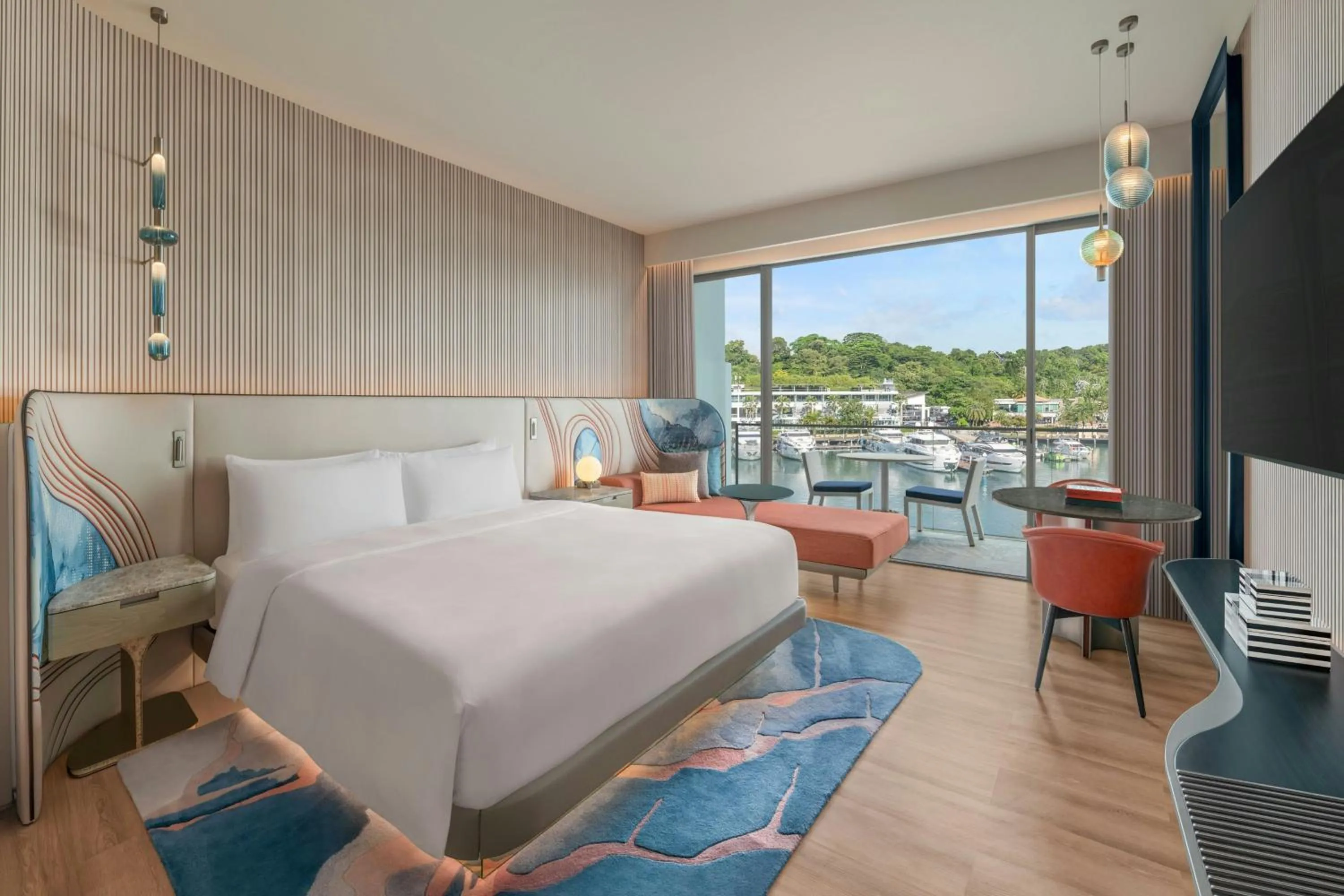 Photo of the whole room, Bed in W Singapore - Sentosa Cove, Newly Renovated
