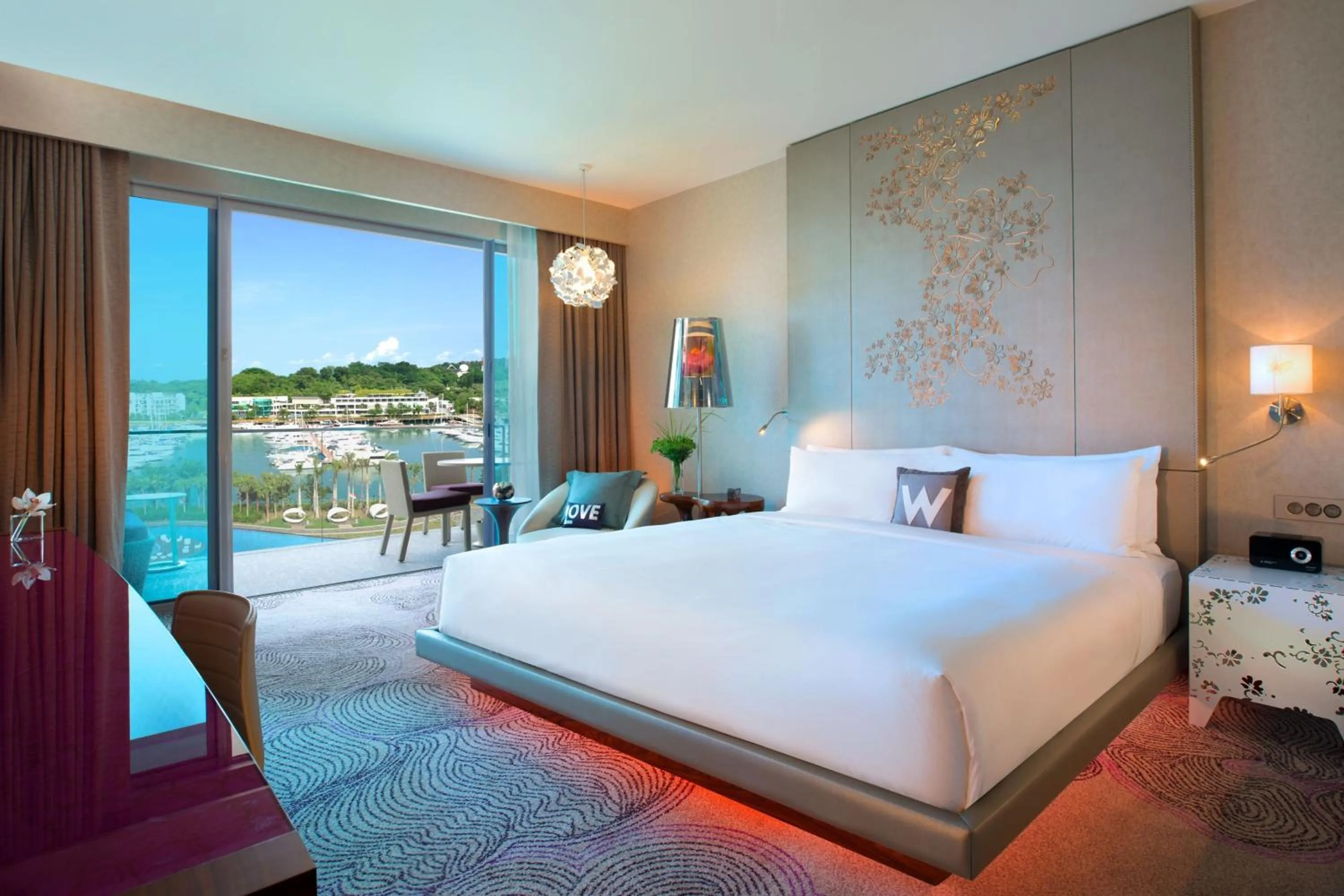 Photo of the whole room, Bed in W Singapore - Sentosa Cove, Newly Renovated