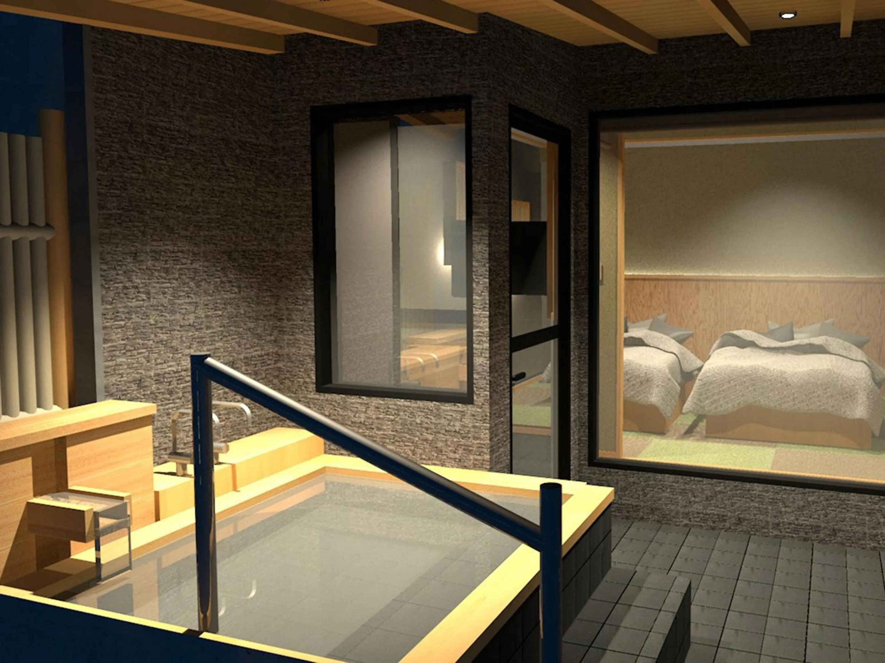 Bed in Ryokan Biyunoyado