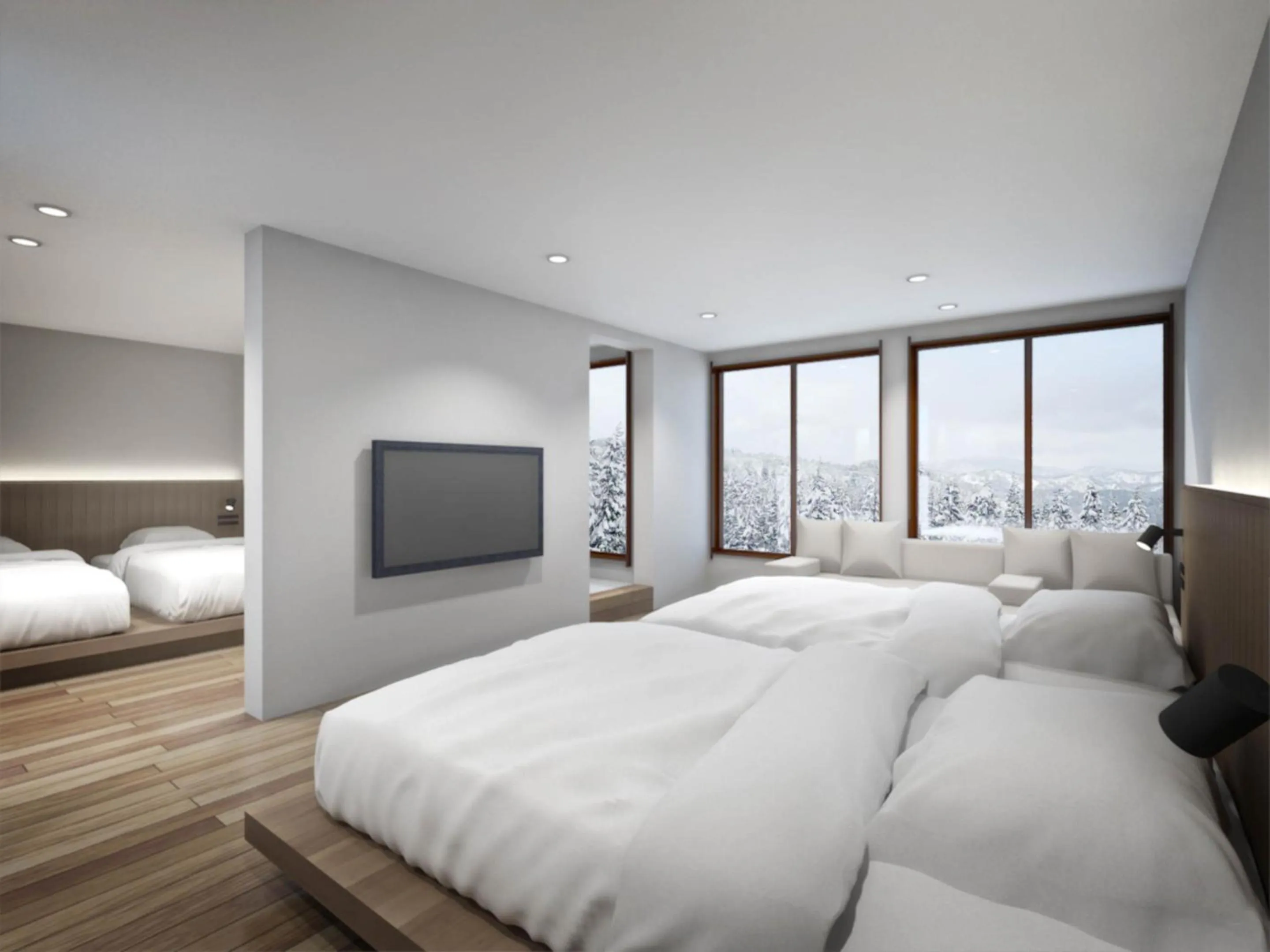 Photo of the whole room, Bed in Auberge 醸す森 "kamosu mori"