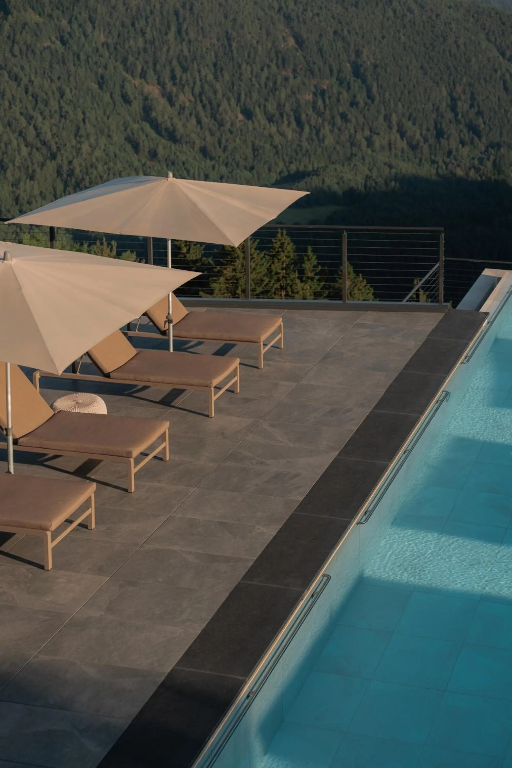 Pool view in Panoramahotel Huberhof