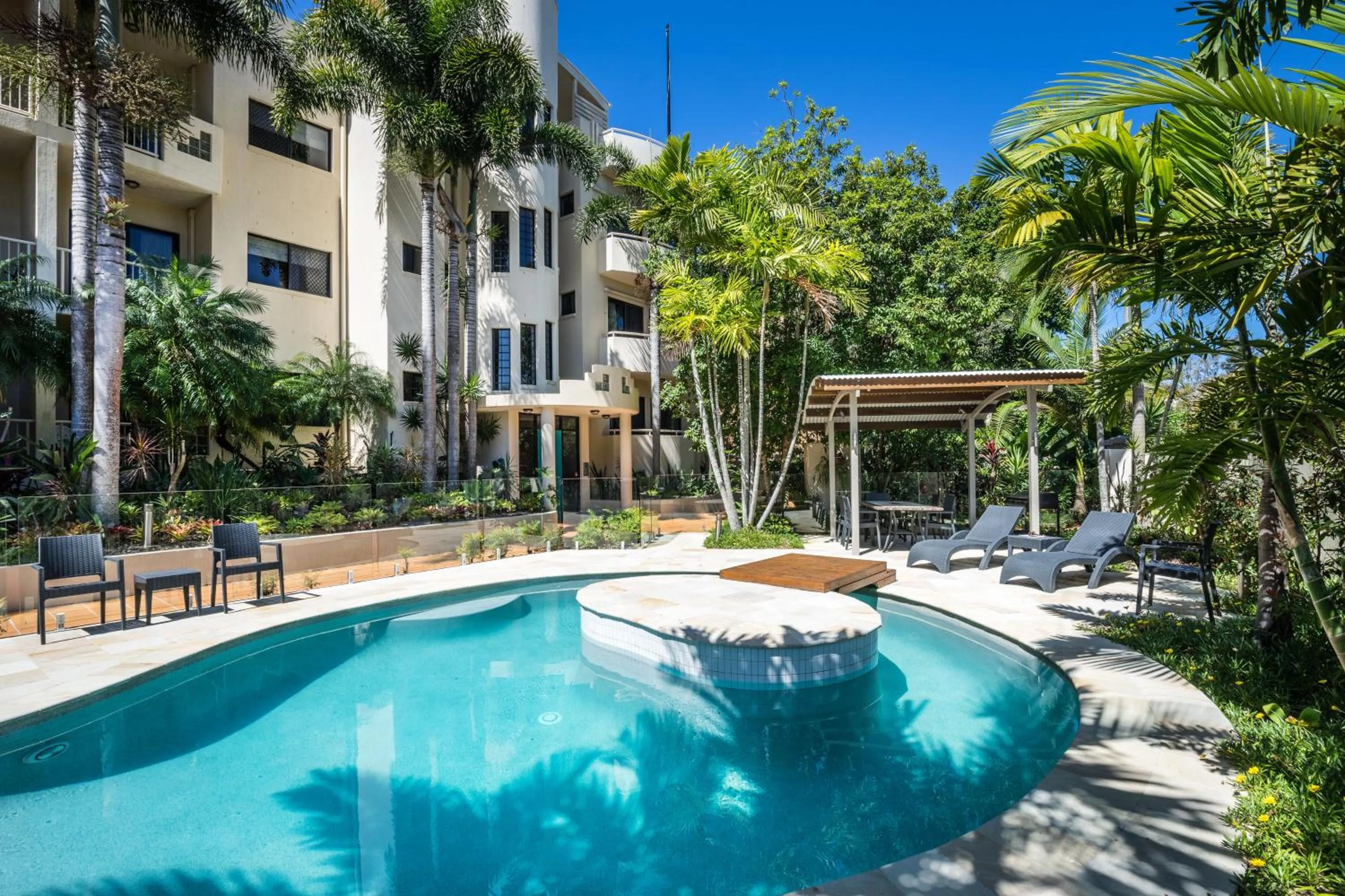 Pool view in Mirra Chana Beachfront Apartments Mooloolaba