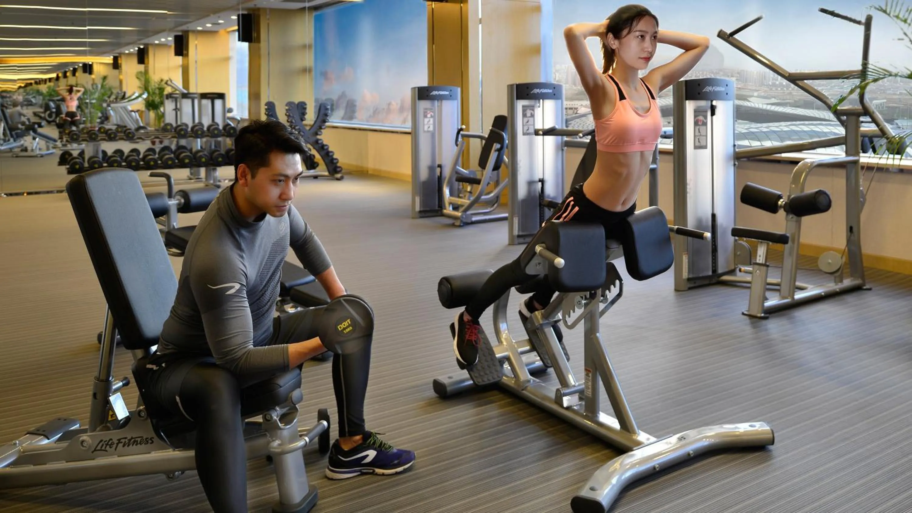 Fitness centre/facilities in Crowne Plaza Dalian Sports Center by IHG