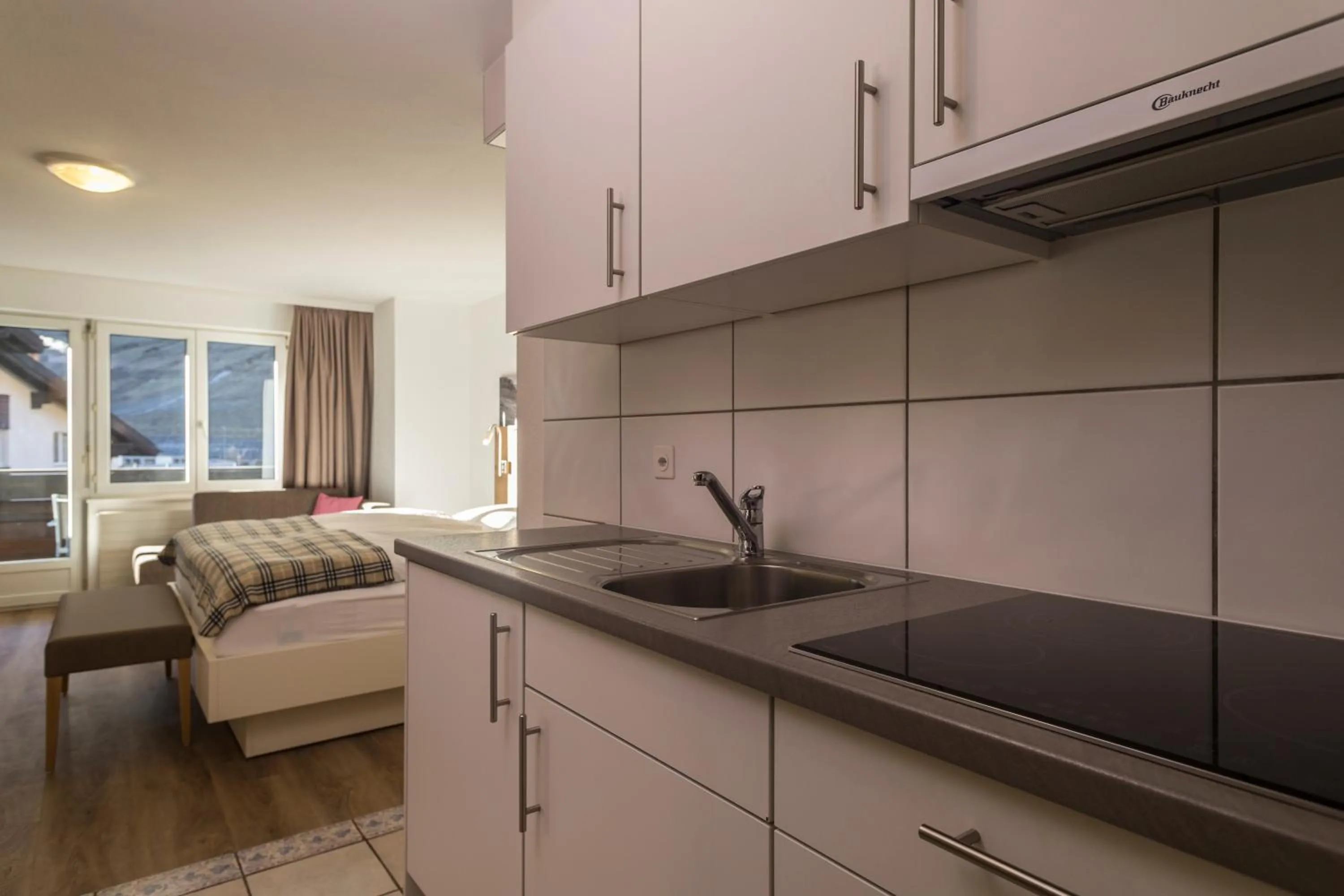 Kitchen or kitchenette, Bed in Apartments Patricia