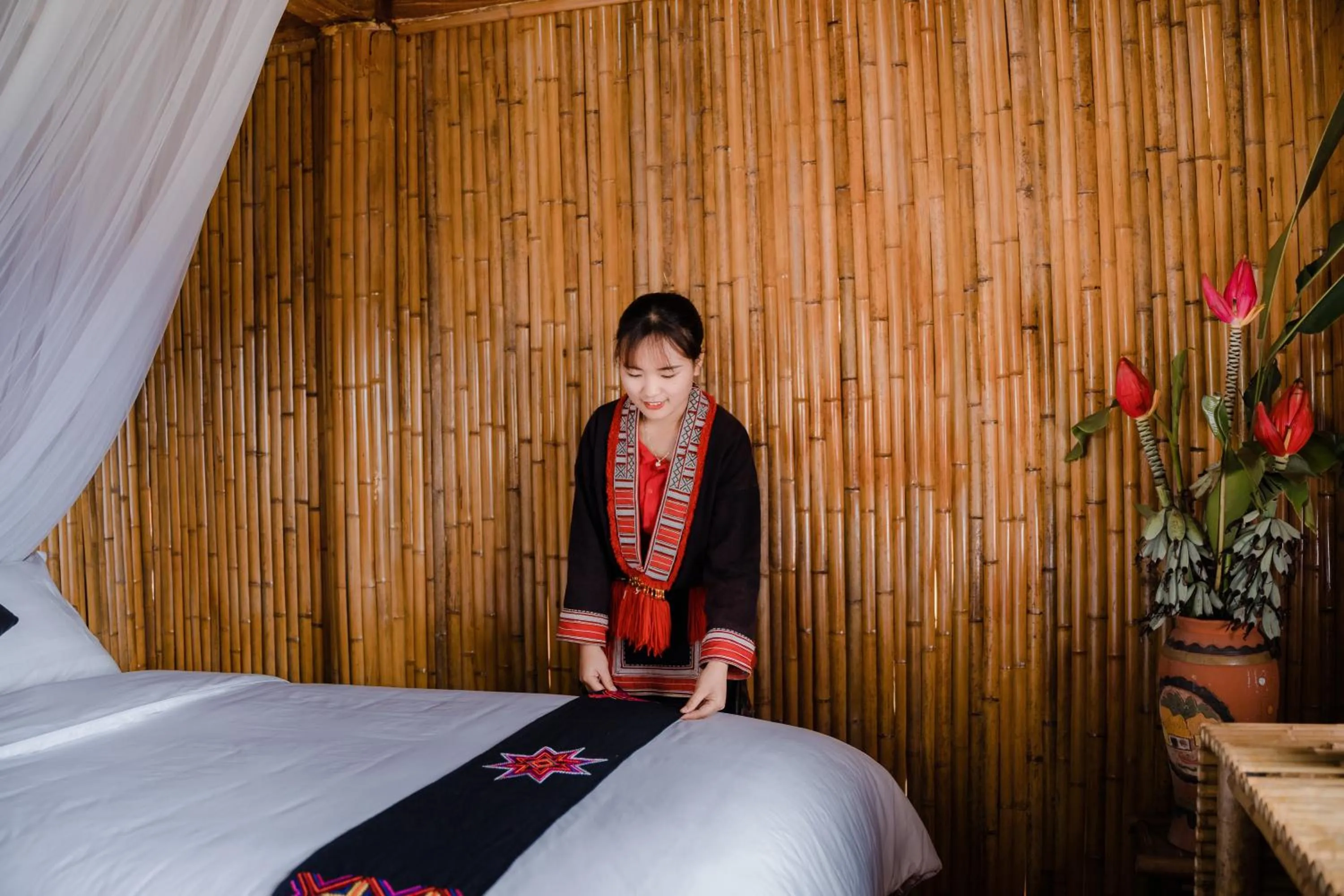 Bed in Hoang Su Phi Lodge