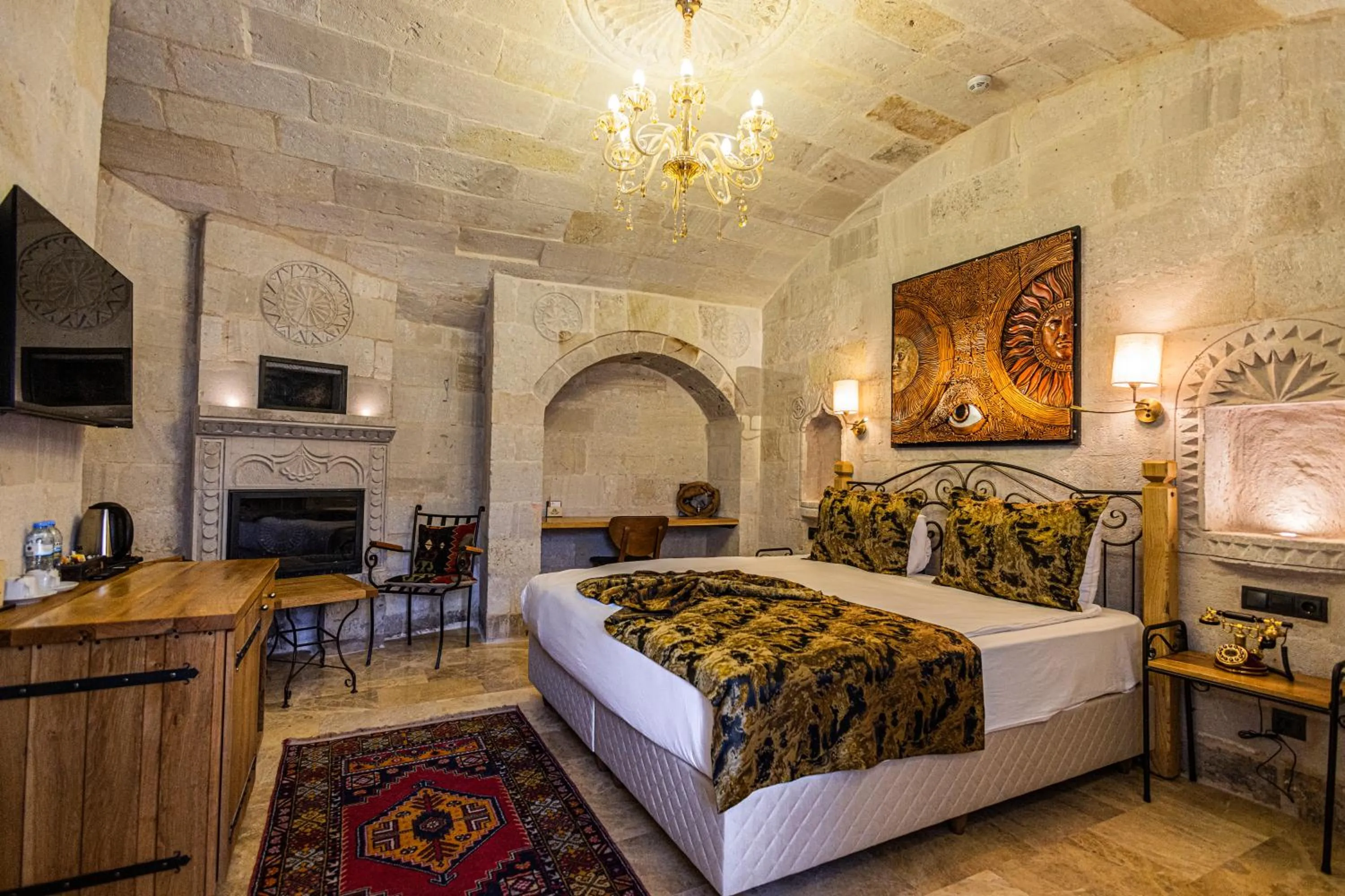 Bed in Göreme Cave Suites