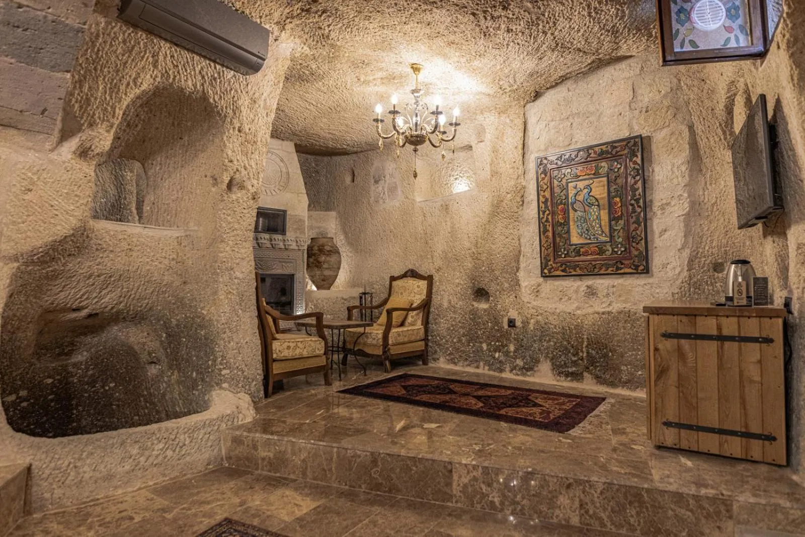 Seating area in Göreme Cave Suites
