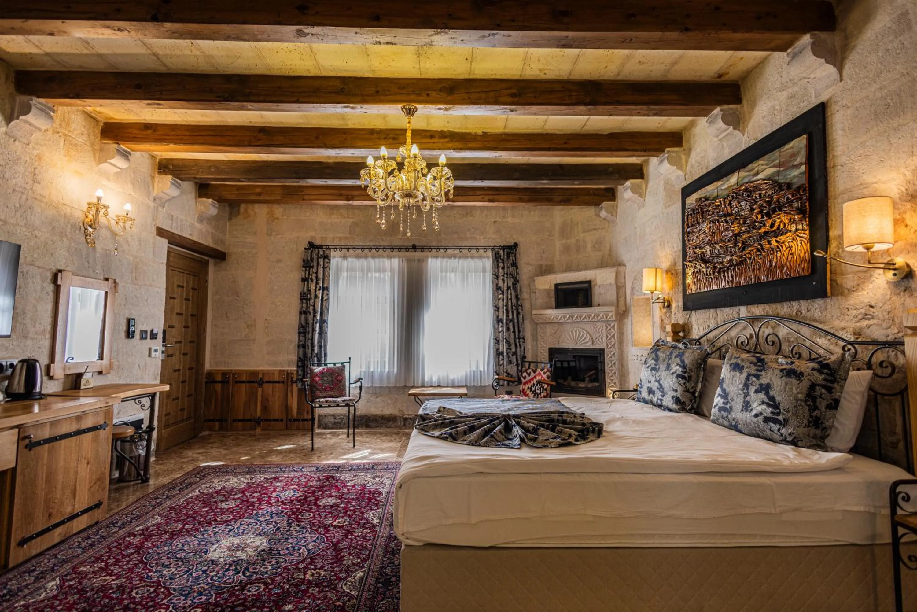 Bed in Göreme Cave Suites