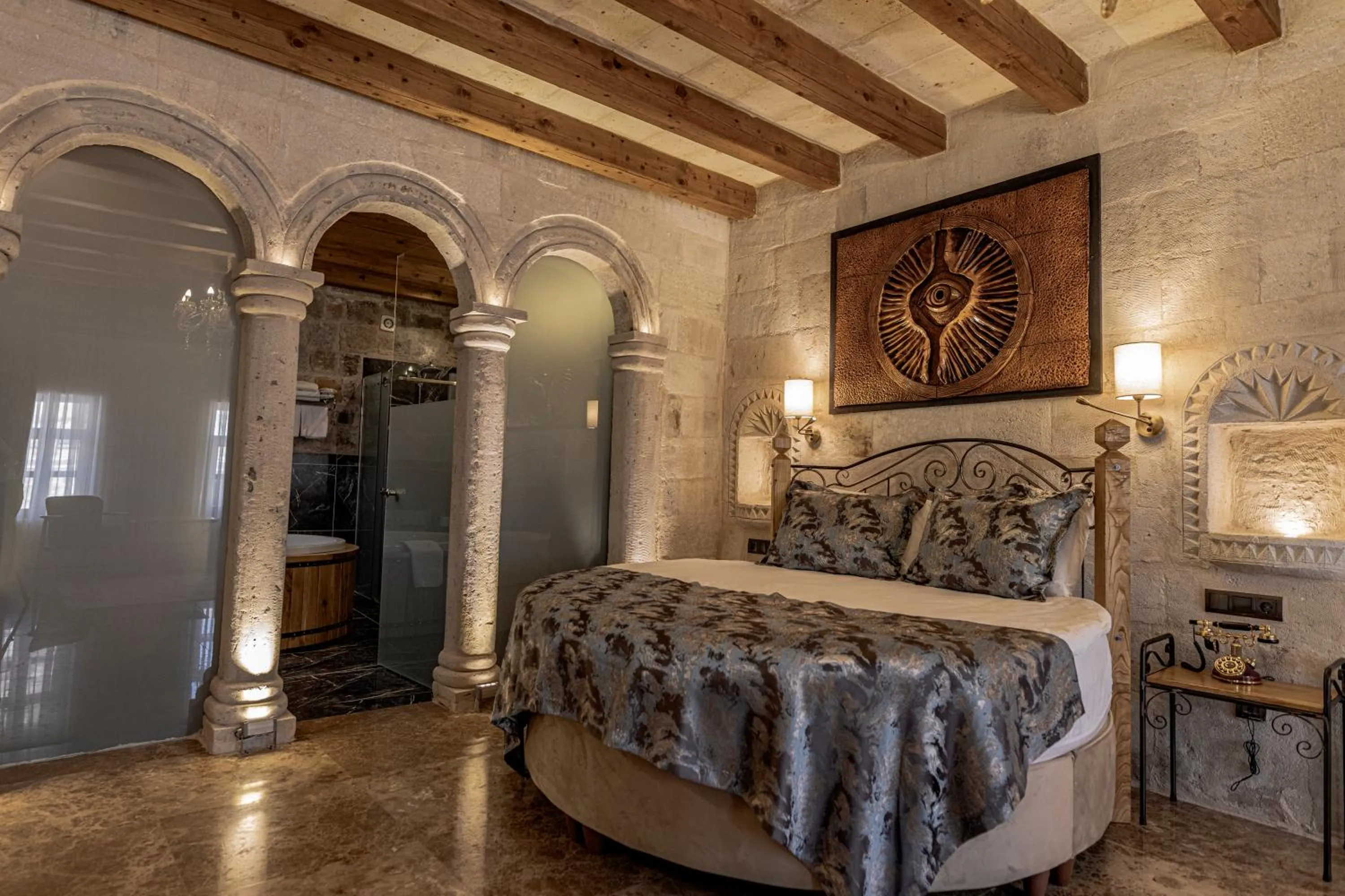 Bed in Göreme Cave Suites