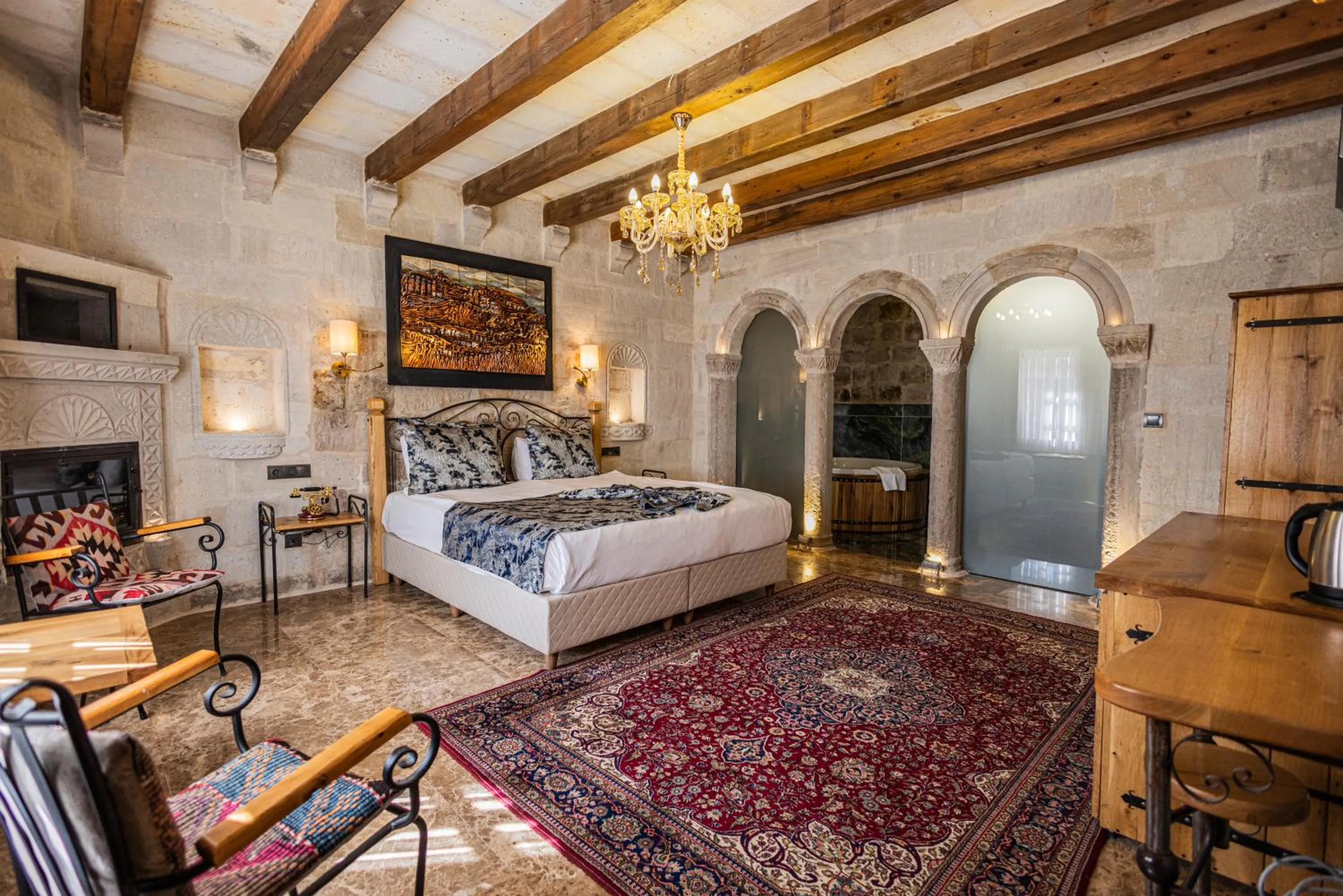 Bed in Göreme Cave Suites