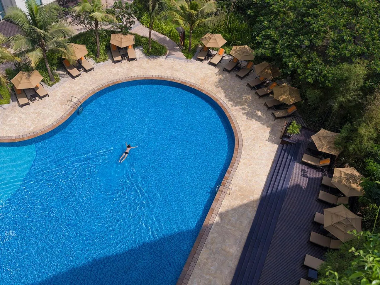 Pool view in Shangri-La Serviced Apartments, Yangon