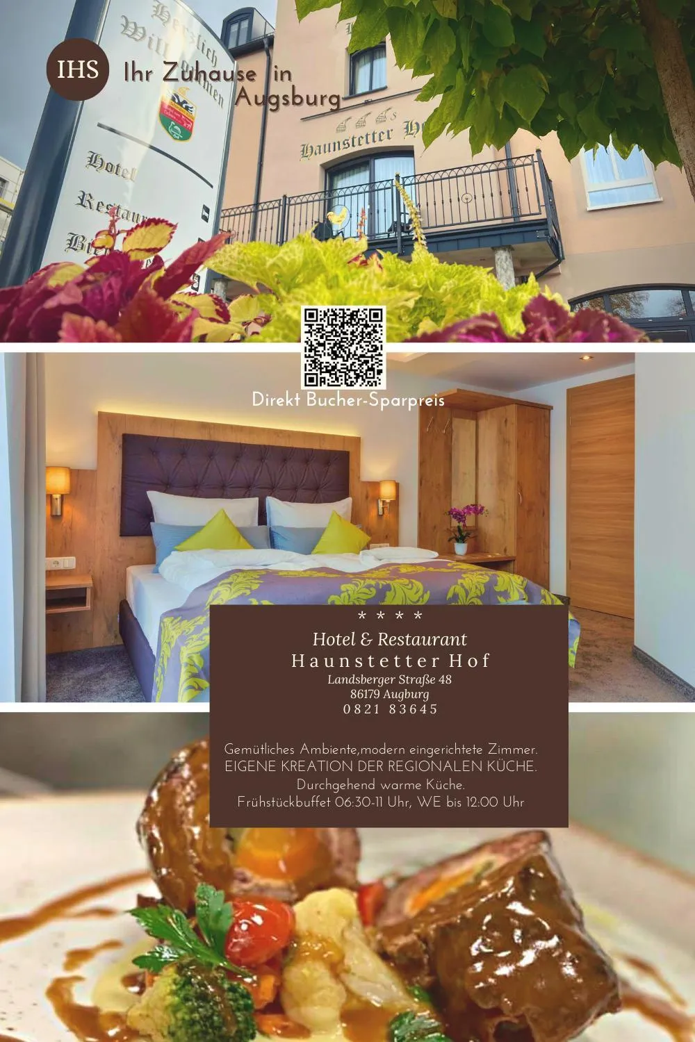 Text overlay, Bed in HHotel Augsburg