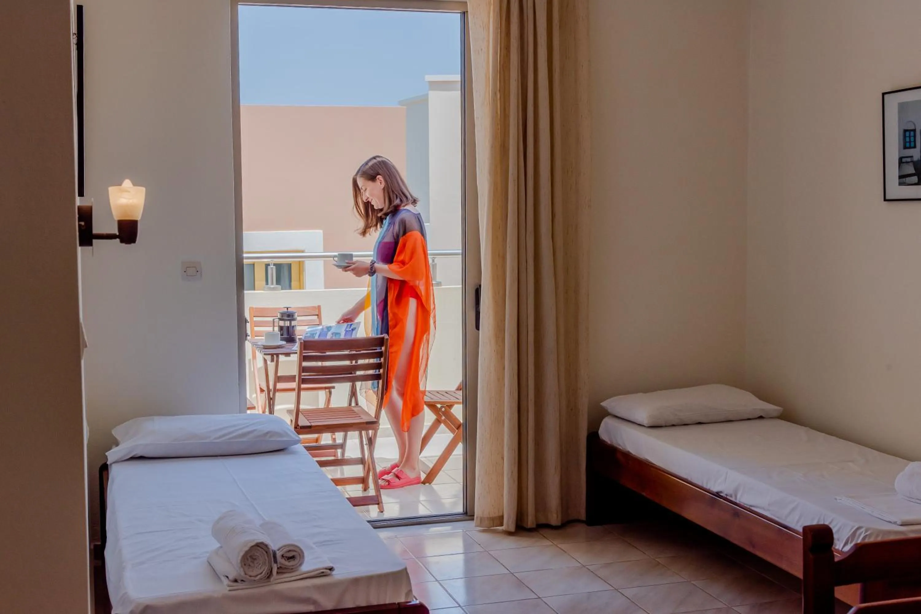 People, Bed in Almyra Apartments & Suites