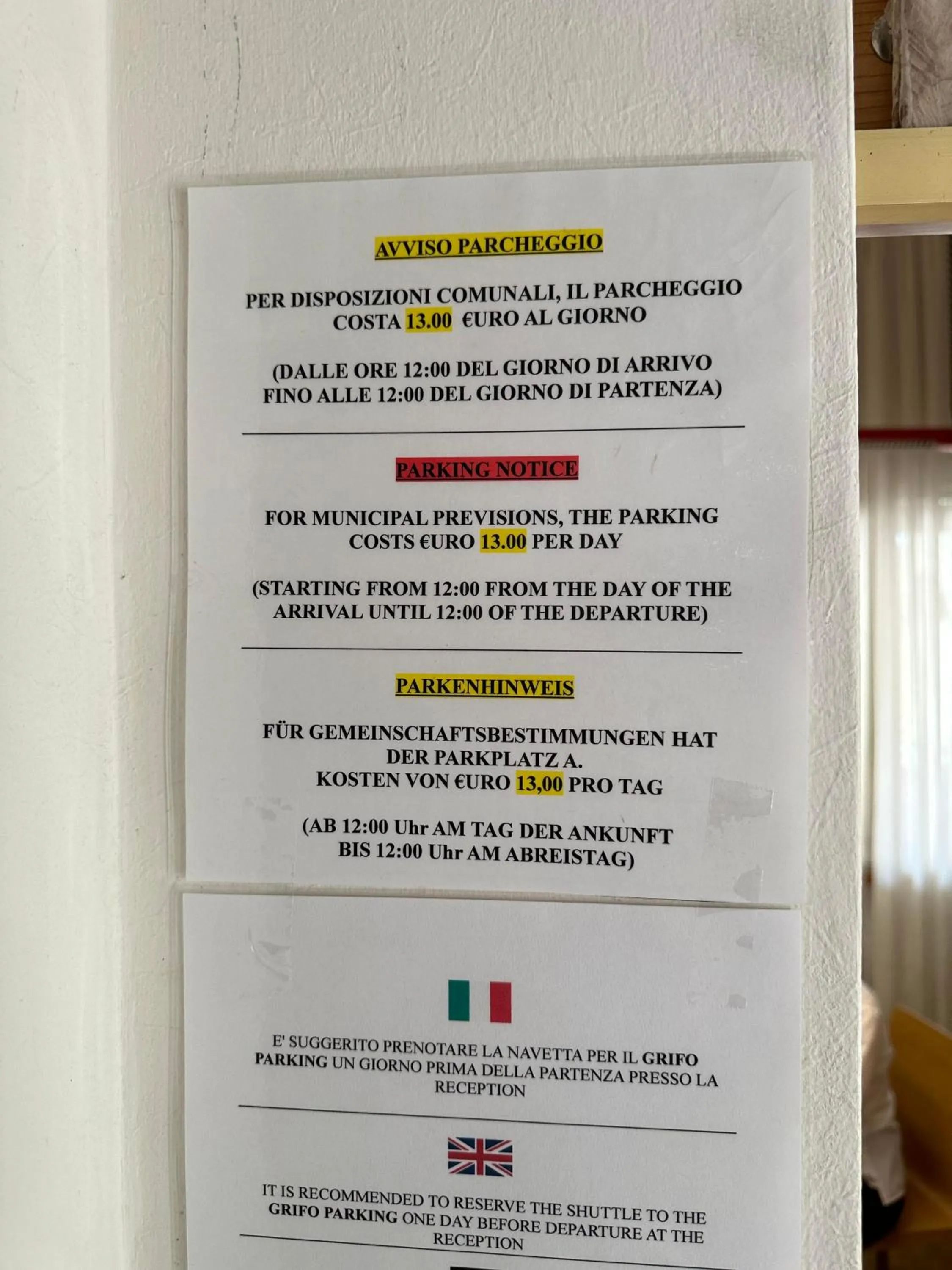 Parking in Hotel Luna