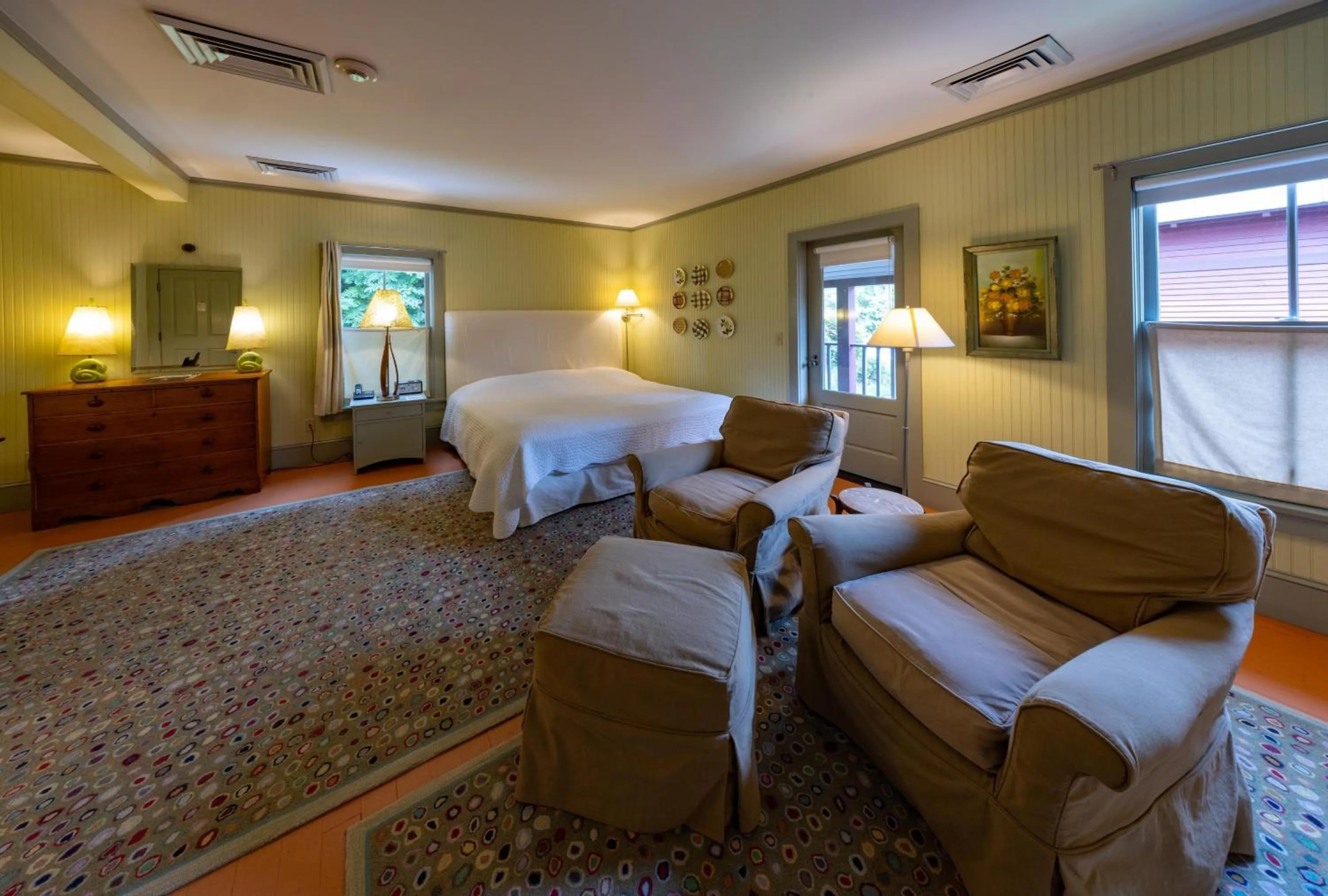 Seating area in The Porches Inn at Mass MoCA