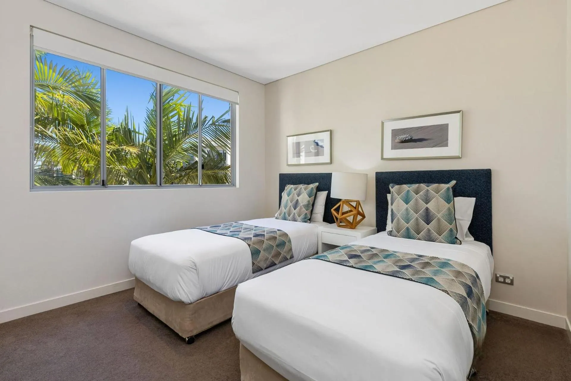 Bed in Wave Culture 1204 Beach Bliss - Apartment with complex Pool & Spa