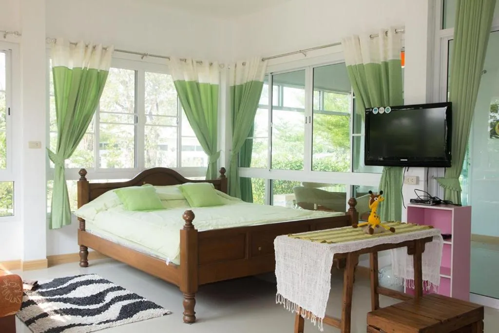 Bed in Blue Sky Villa Khao Yai