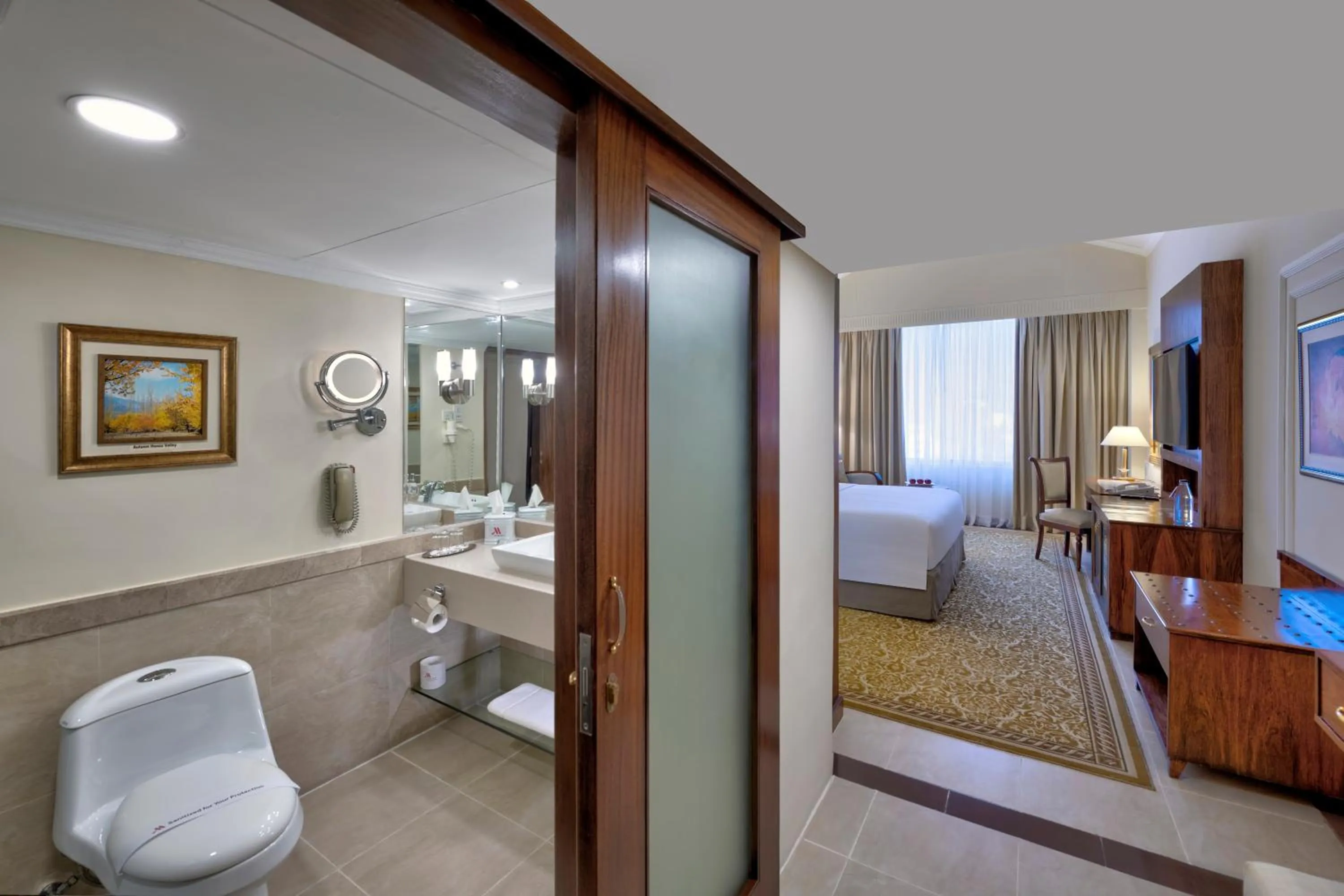 View (from property/room), Bed in Islamabad Marriott Hotel