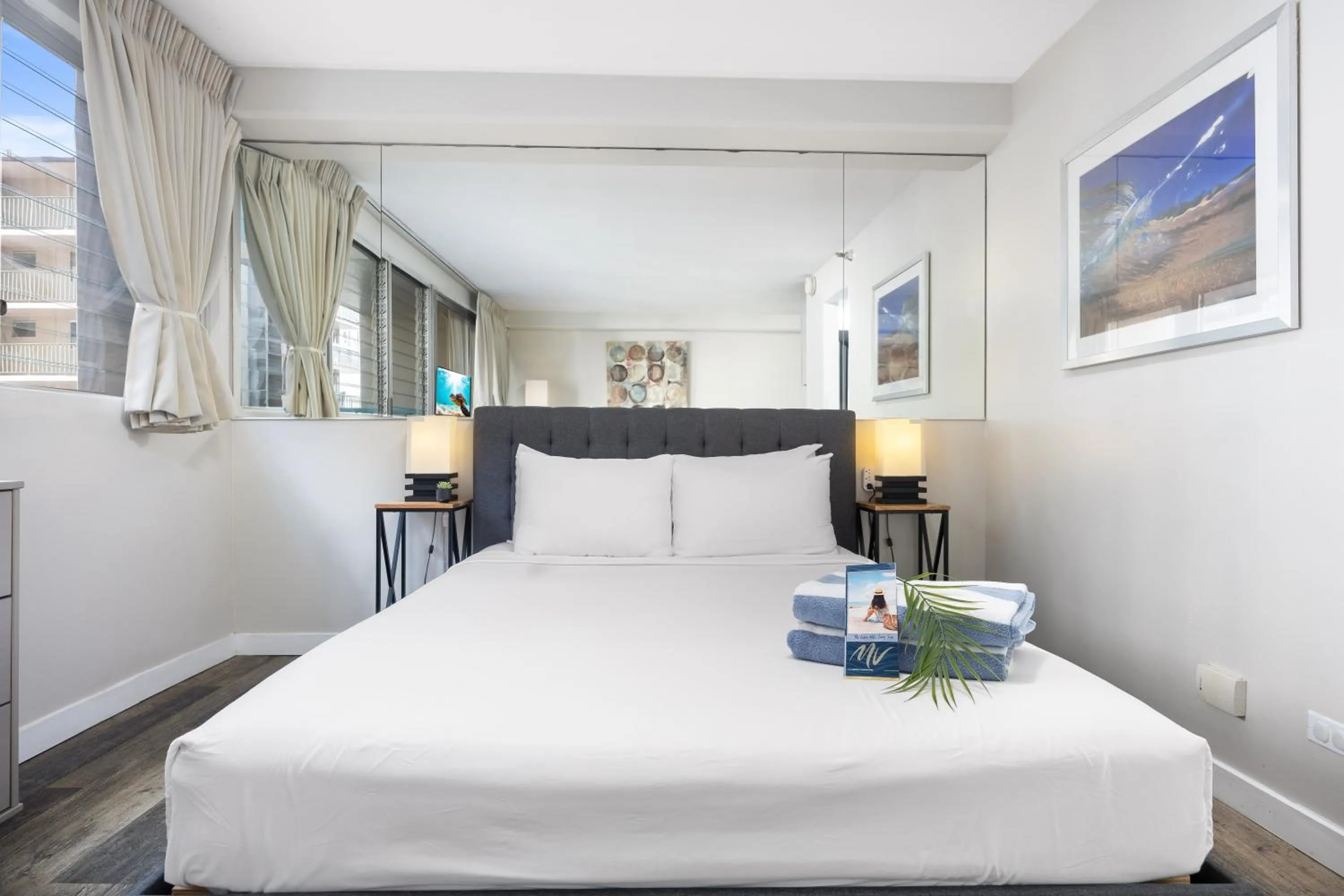 Bed in Renovated Studio with Pool Access at Aloha Surf