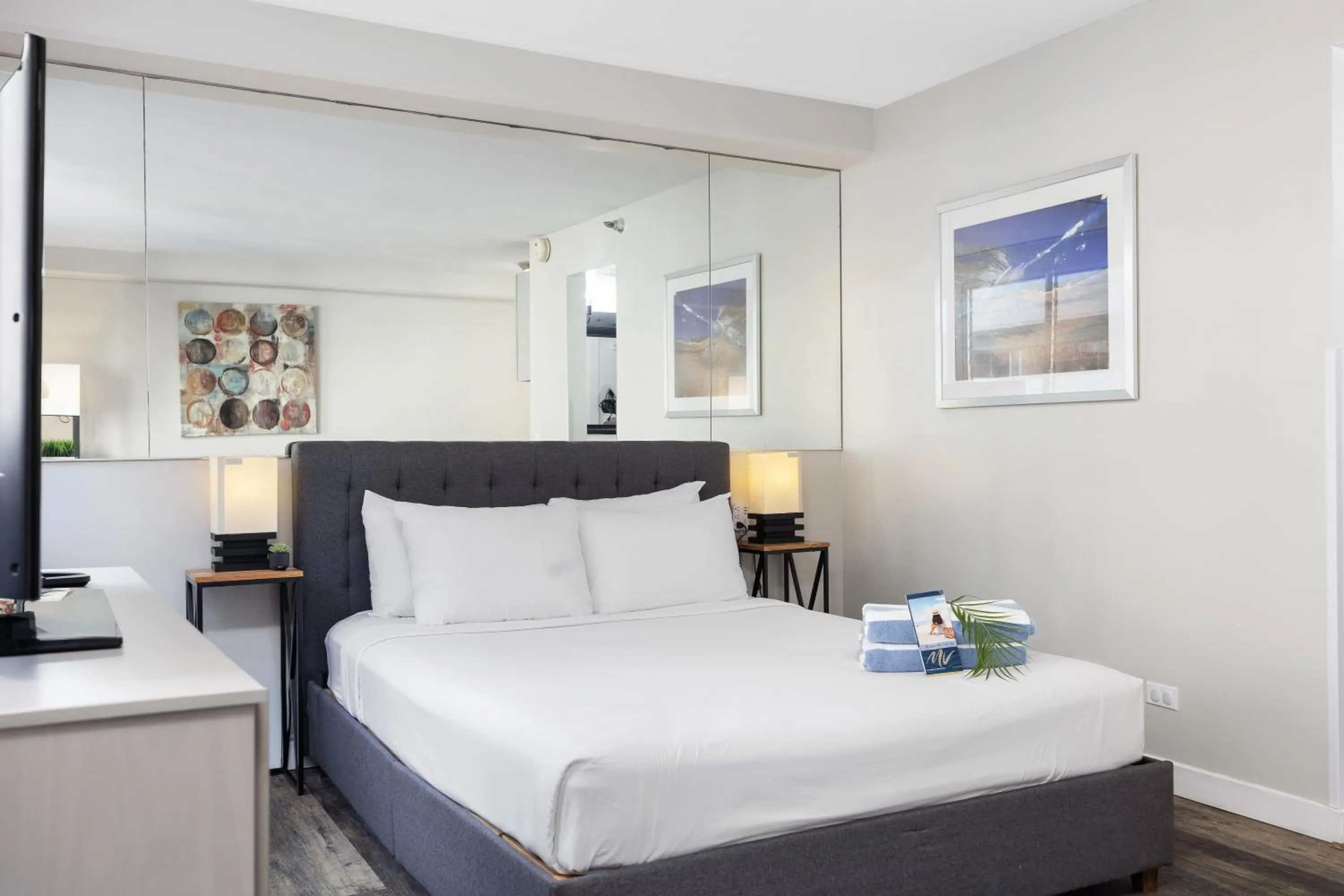 Bed in Renovated Studio with Pool Access at Aloha Surf