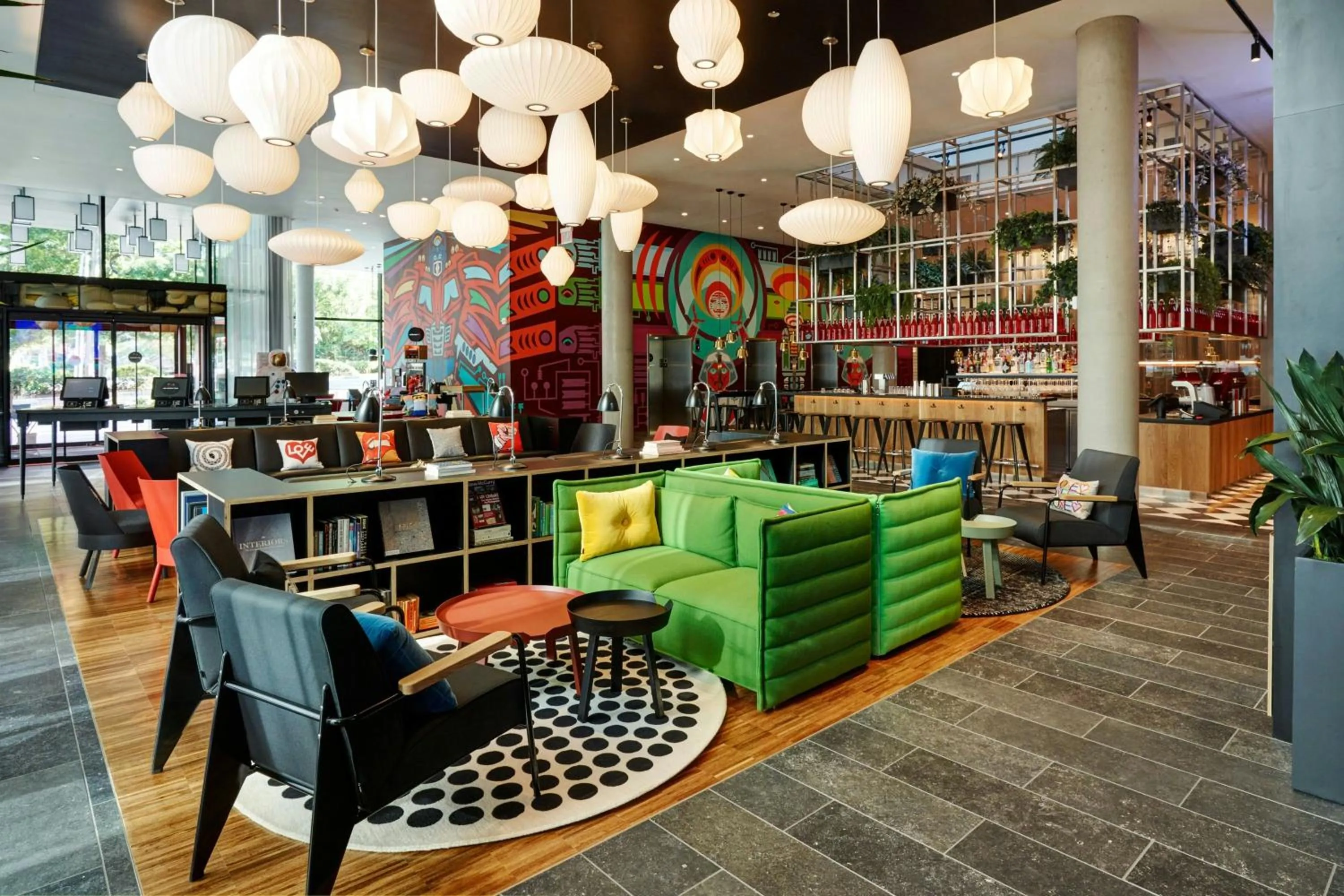 Lobby or reception in citizenM Seattle South Lake