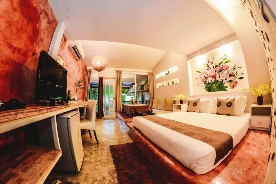 Bed in Rain Forest Resort