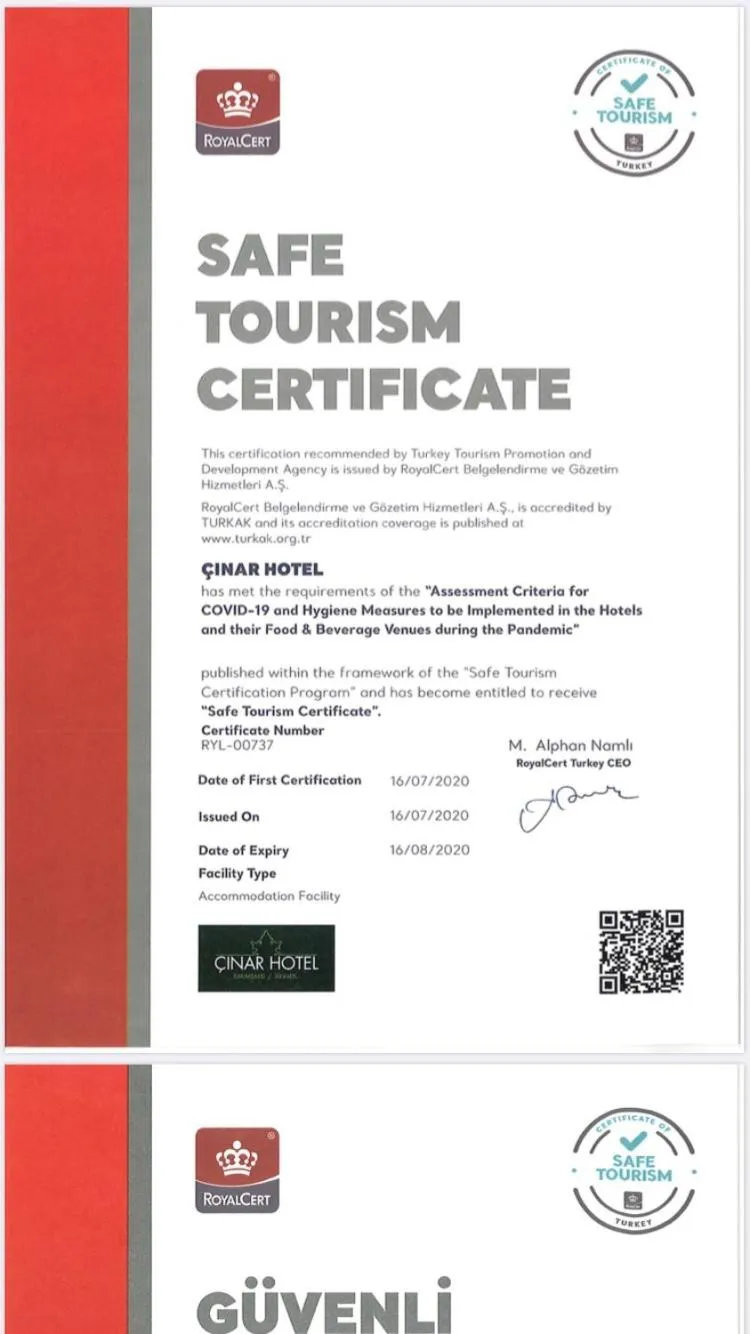 Logo/Certificate/Sign in Ayvalik Cinar Hotel