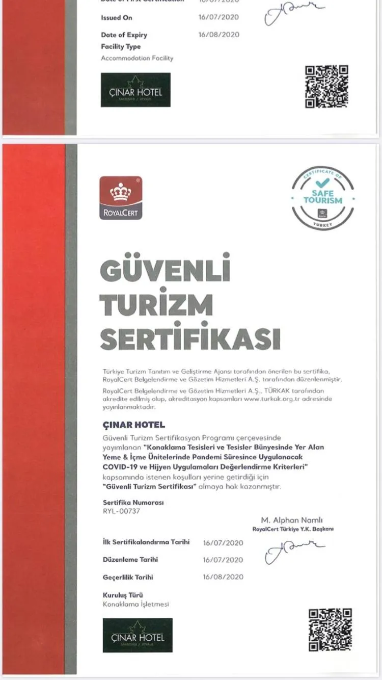 Logo/Certificate/Sign in Ayvalik Cinar Hotel