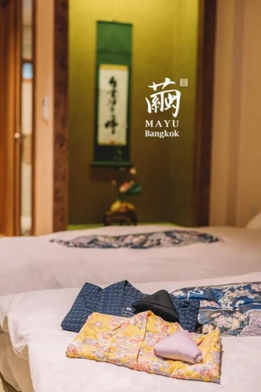 Bed in MAYU Bangkok Japanese Style Hotel