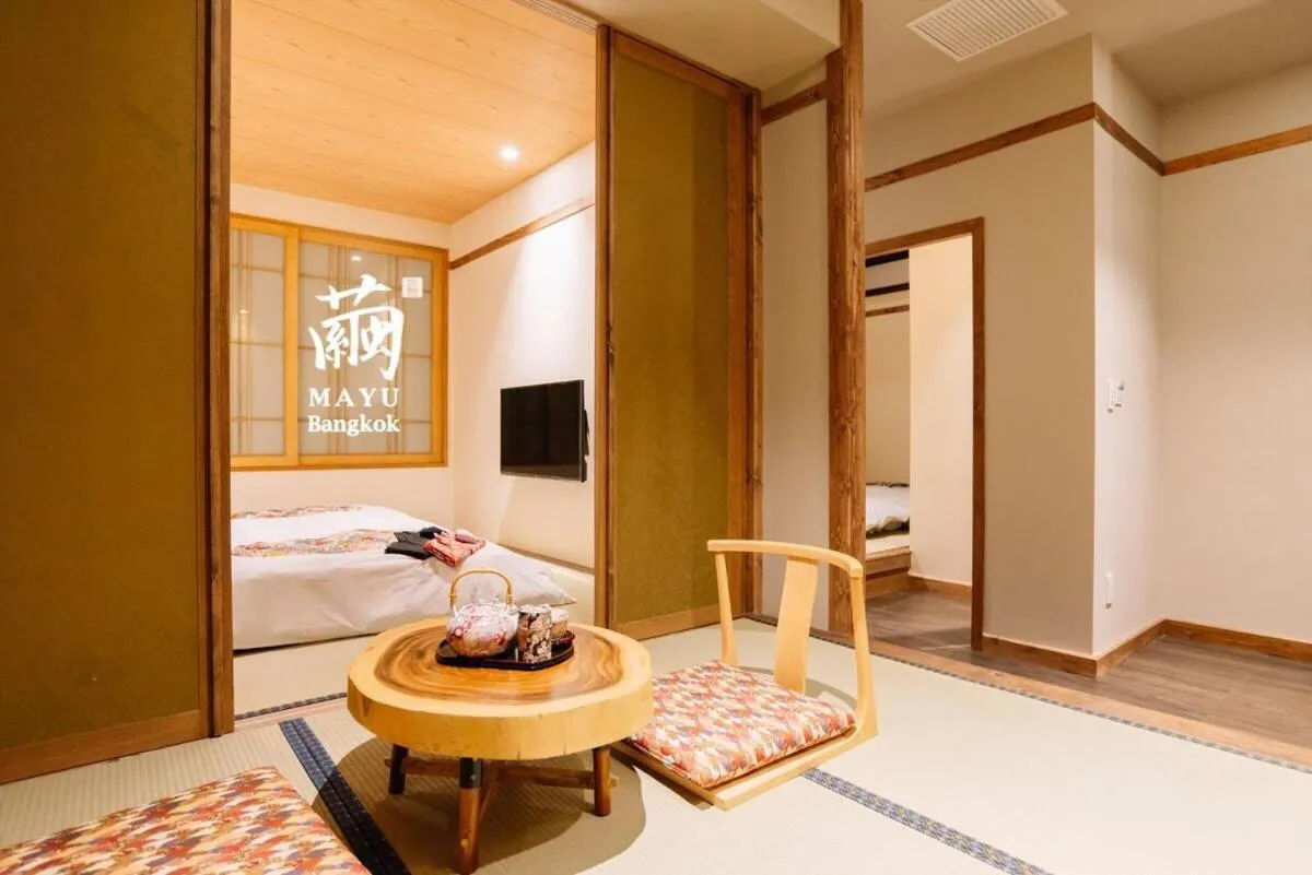 Bed in MAYU Bangkok Japanese Style Hotel