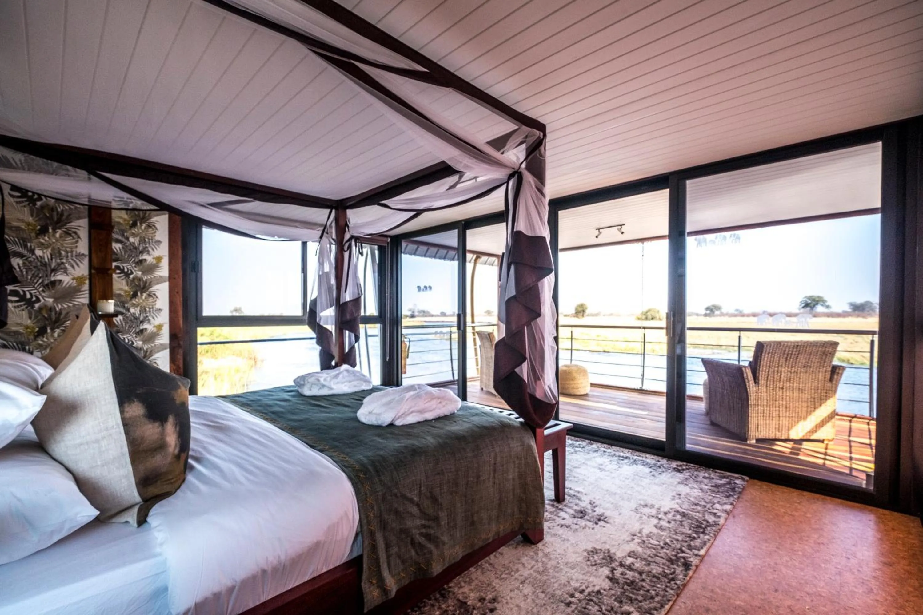 Natural landscape, Bed in The Namushasha River Villa