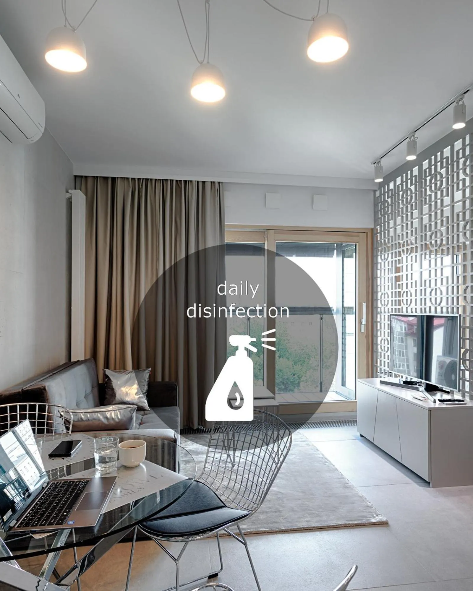 Living room in Mennica Central Apartments