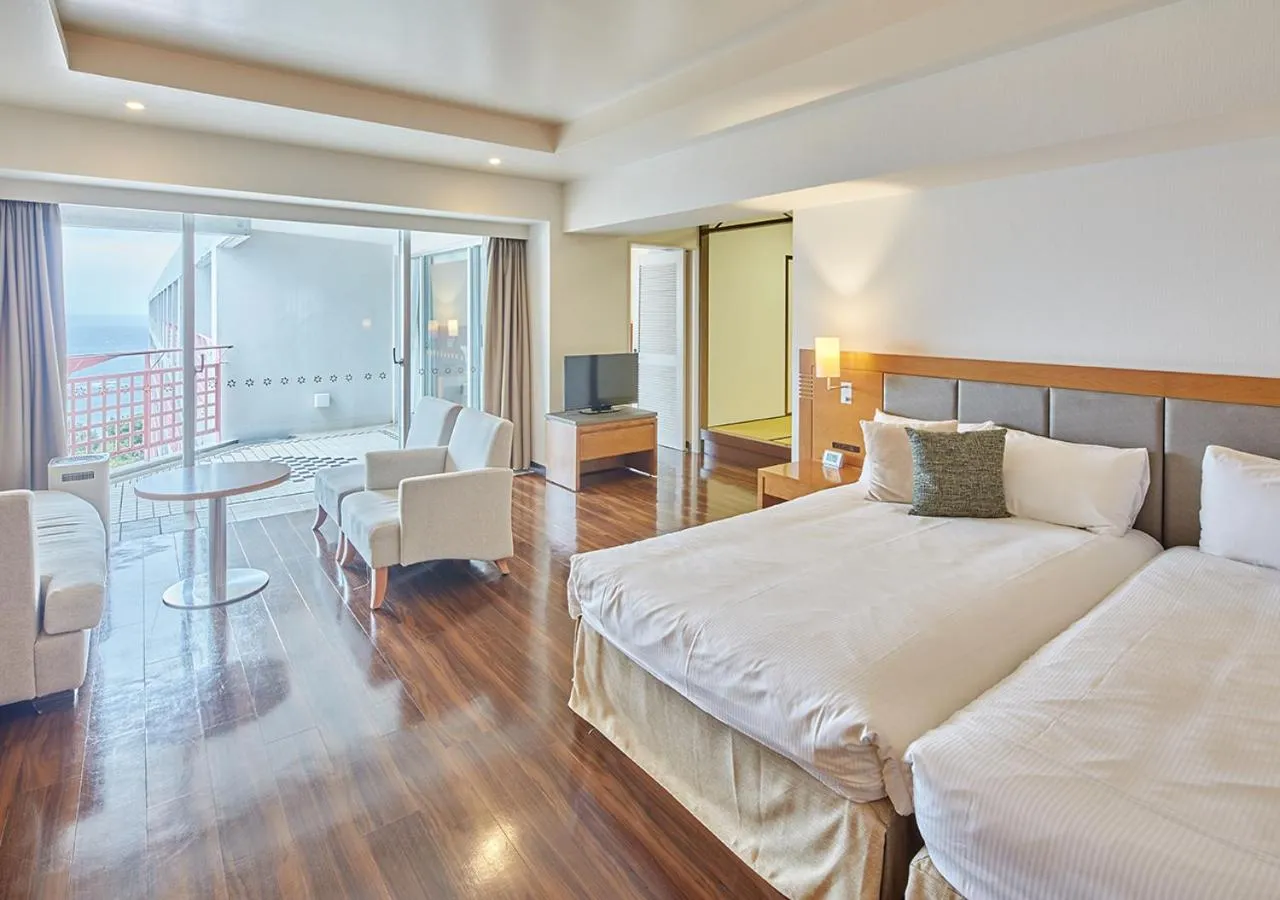 Bathroom, Bed in Hotel Mahaina Wellness Resorts Okinawa