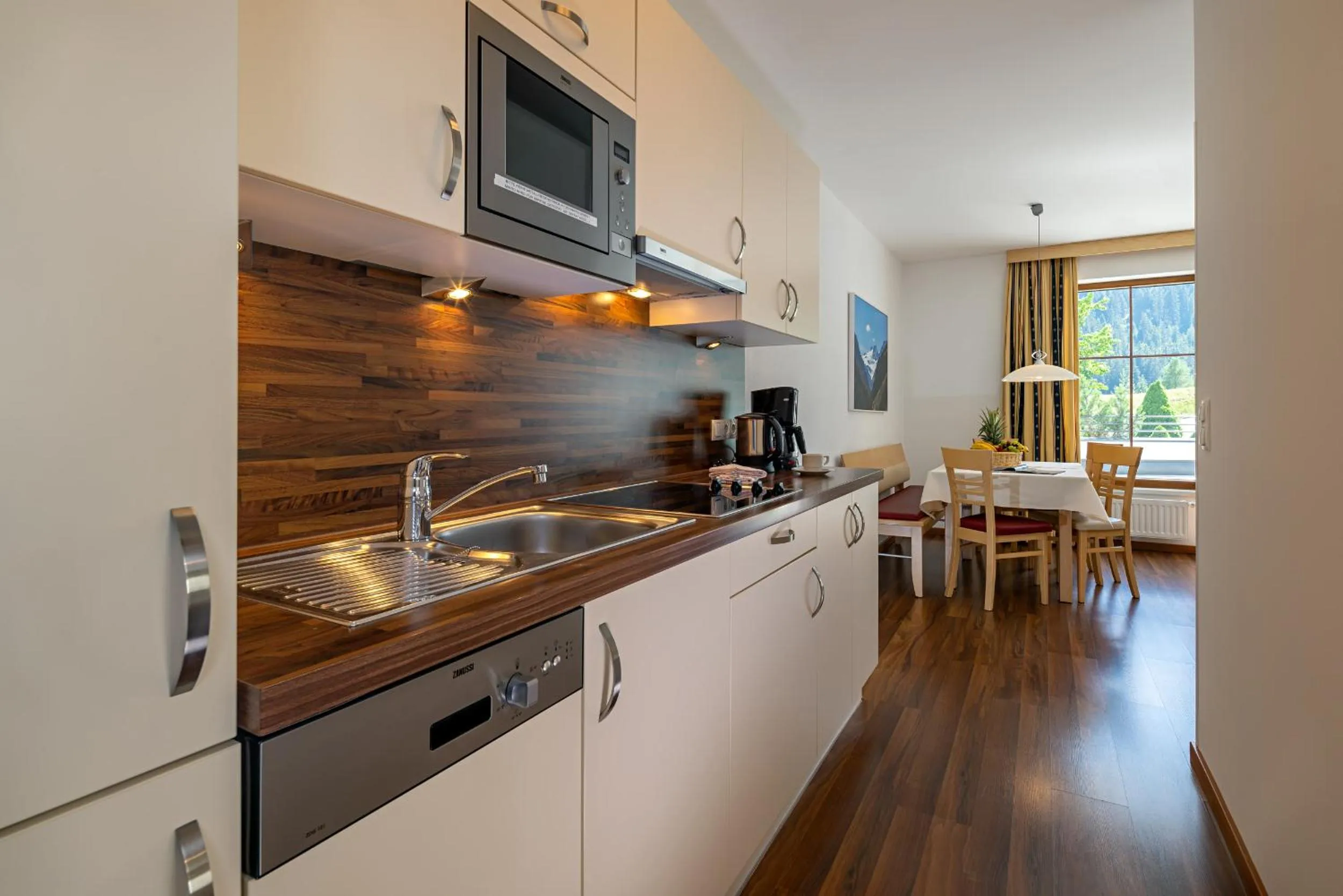 Kitchen or kitchenette in Apart-Hotel Aurora Fiss