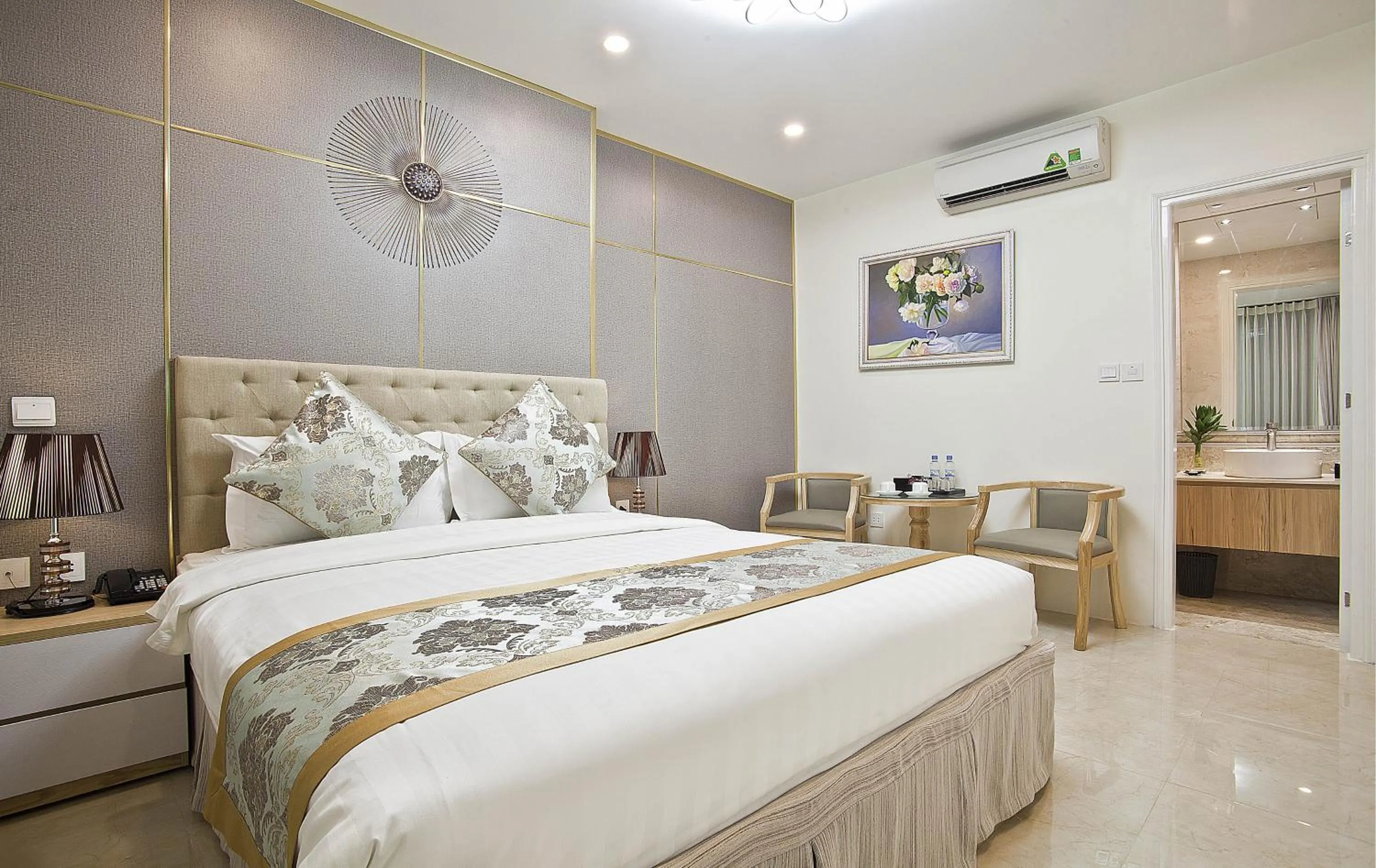 Decorative detail, Bed in DLmos Hanoi Hotel