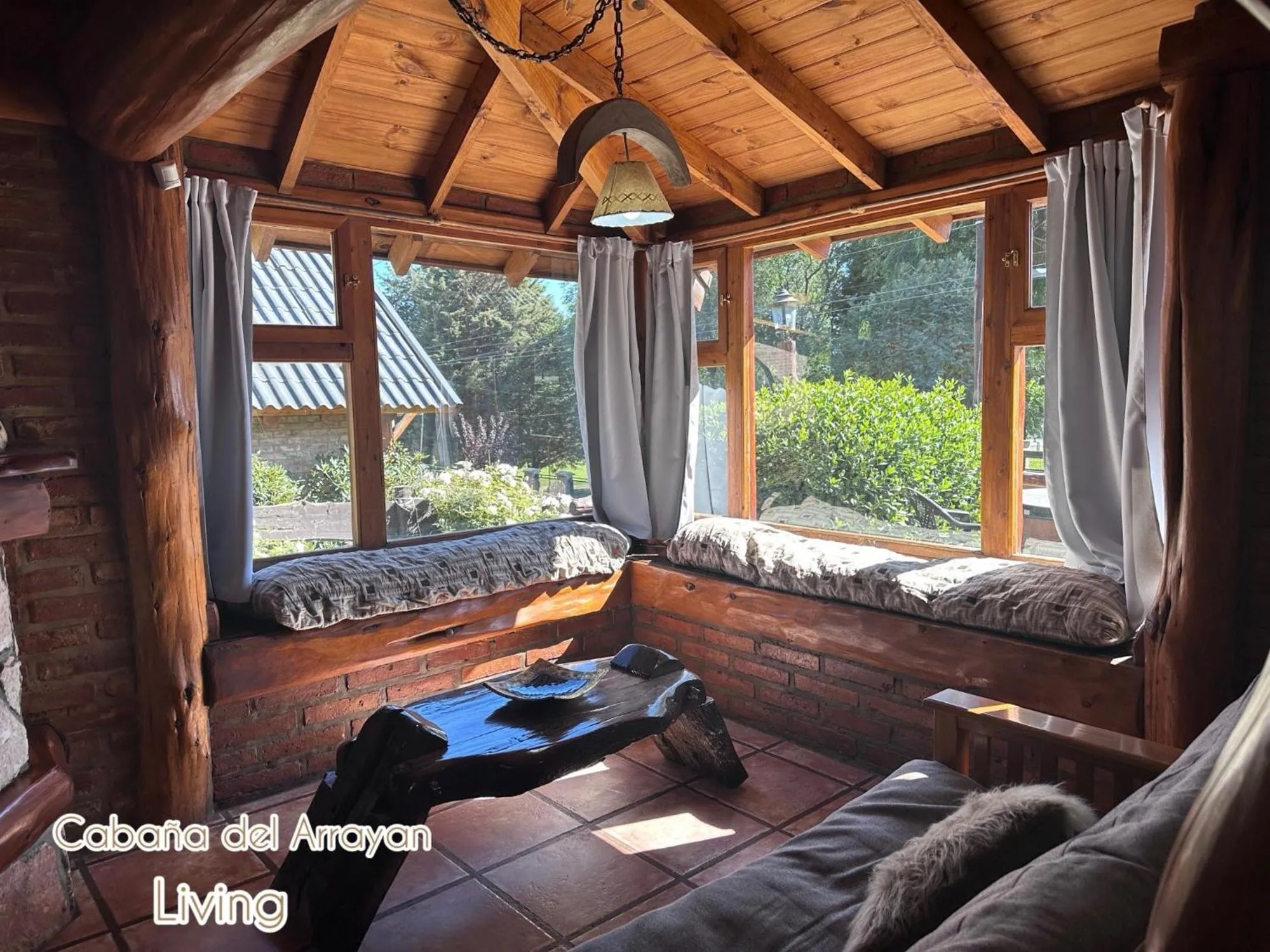 Seating area, Bed in Cabañas Las Nubes