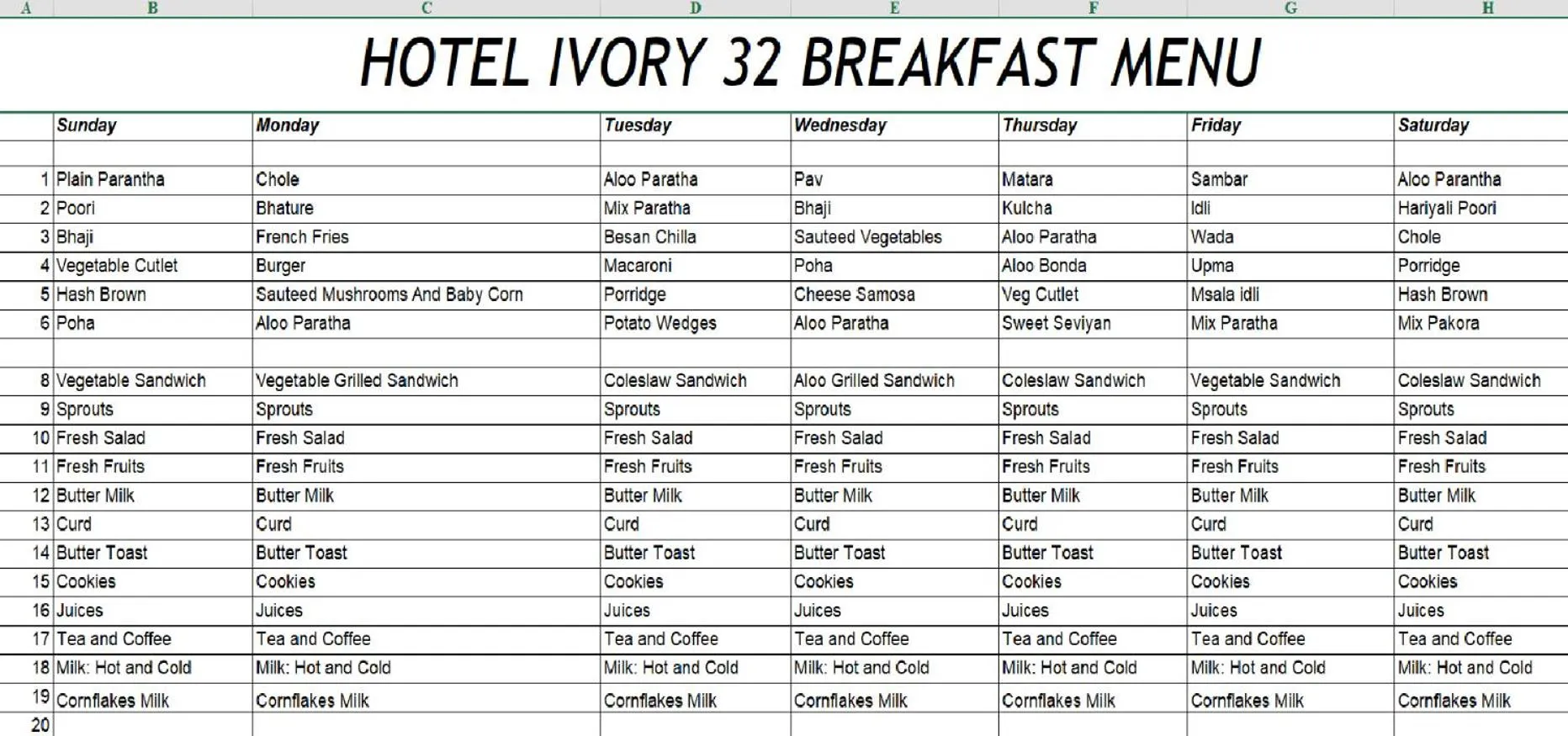 Breakfast in Hotel Ivory 32