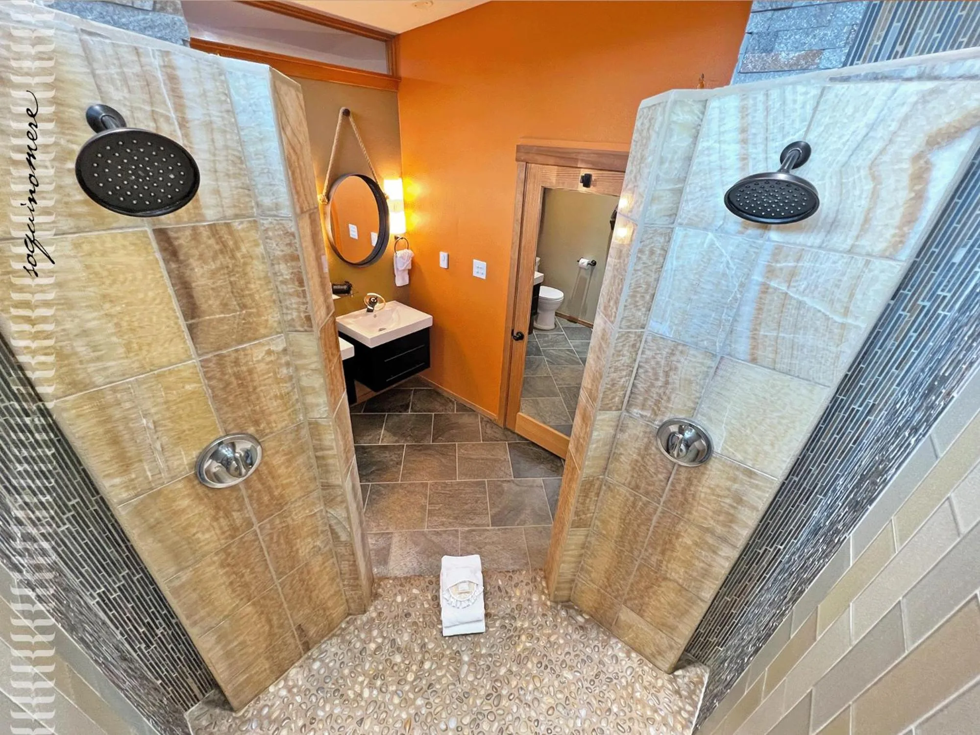 Shower in Tide Pool Cabin, a Soquinomere Private Hotel on the Dunes, Downtown Ocean Shores