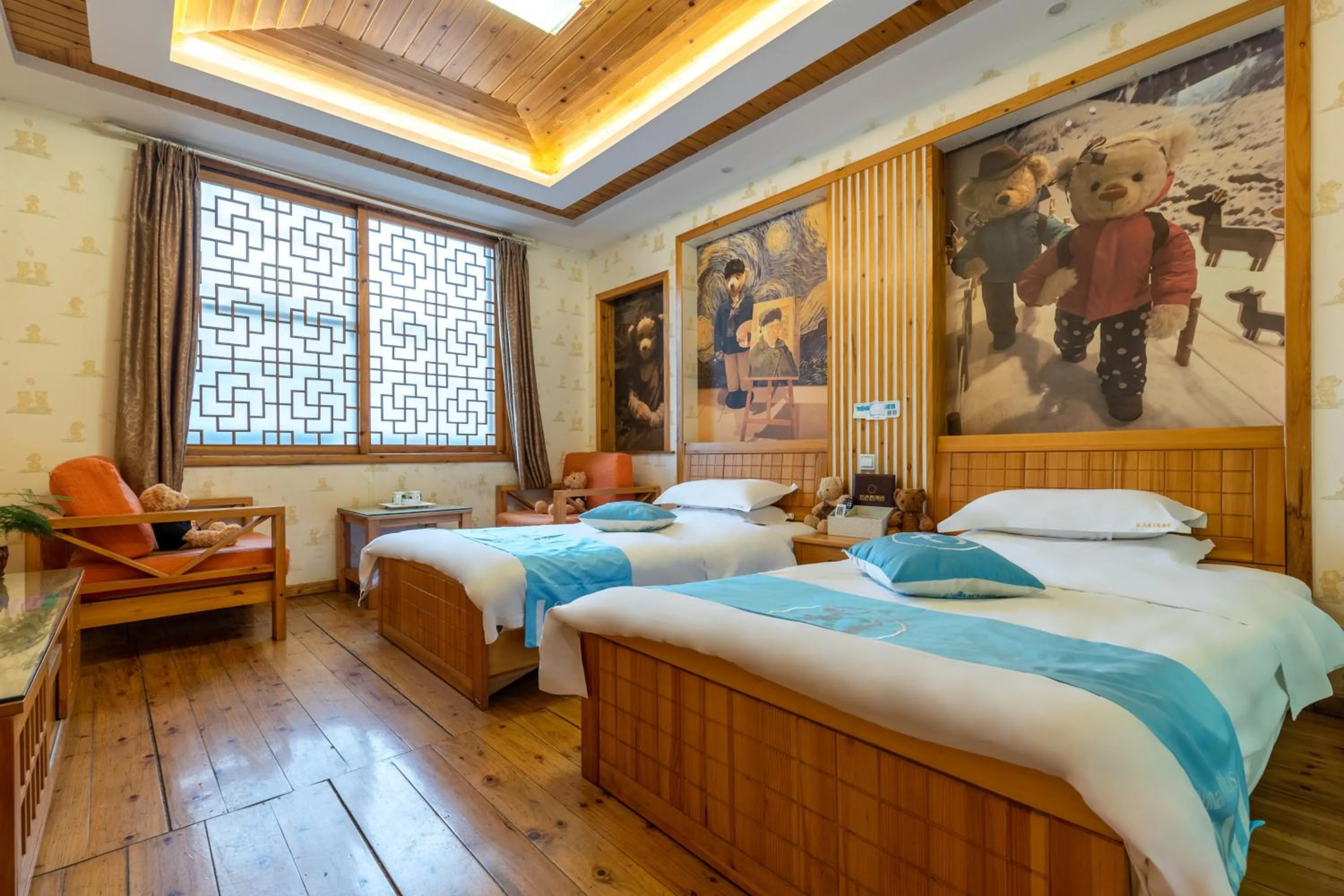 Bed in Mount Emei Teddy Bear Hotel玩具熊酒店