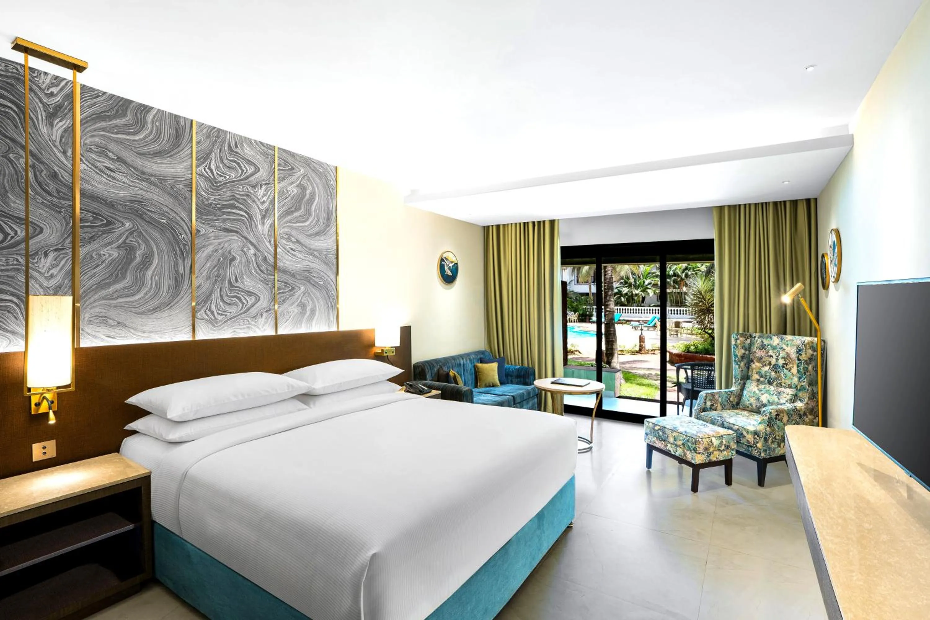 View (from property/room), Bed in DoubleTree by Hilton Hotel Goa - Arpora - Baga
