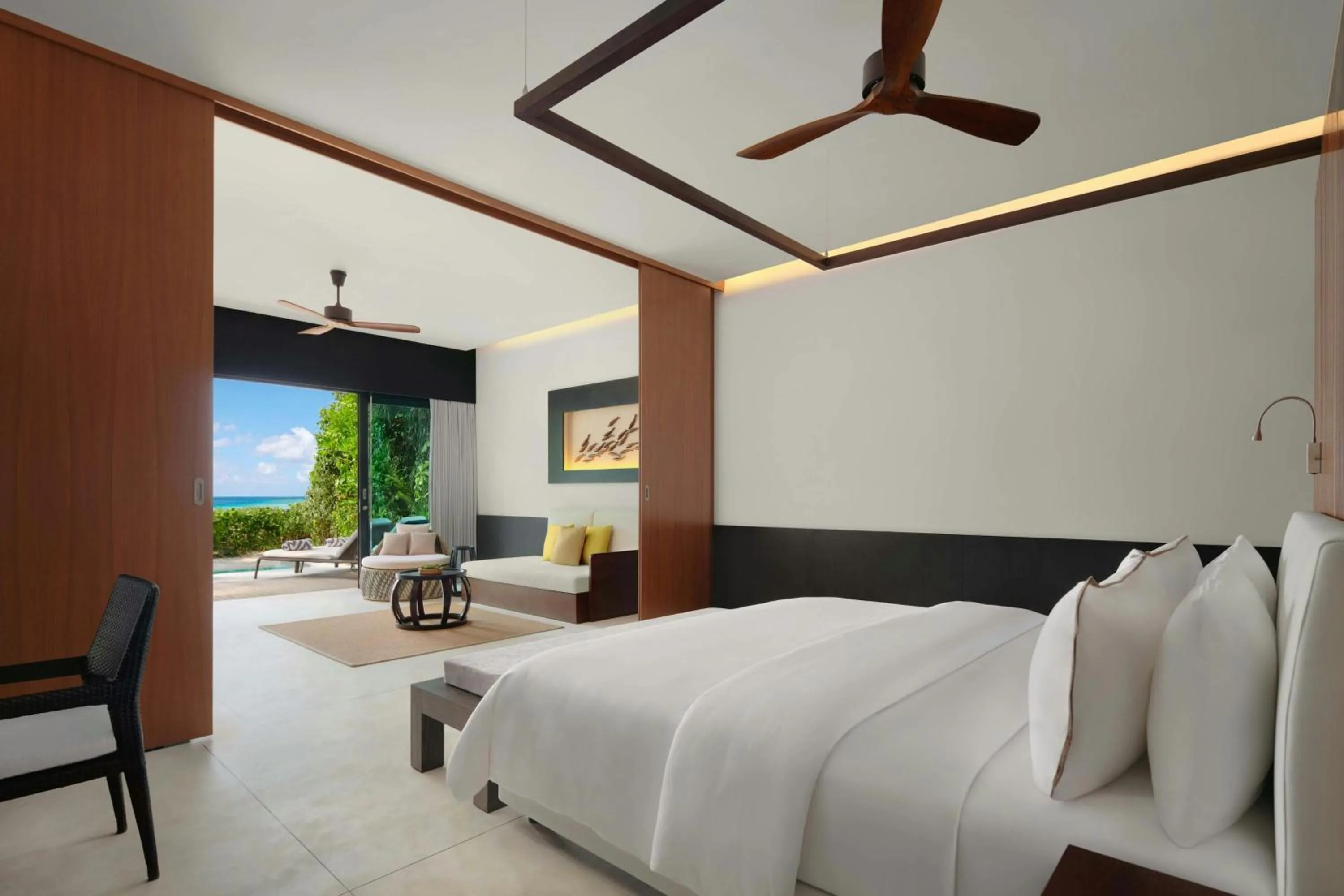 Beach, Bed in The Westin Maldives Miriandhoo Resort