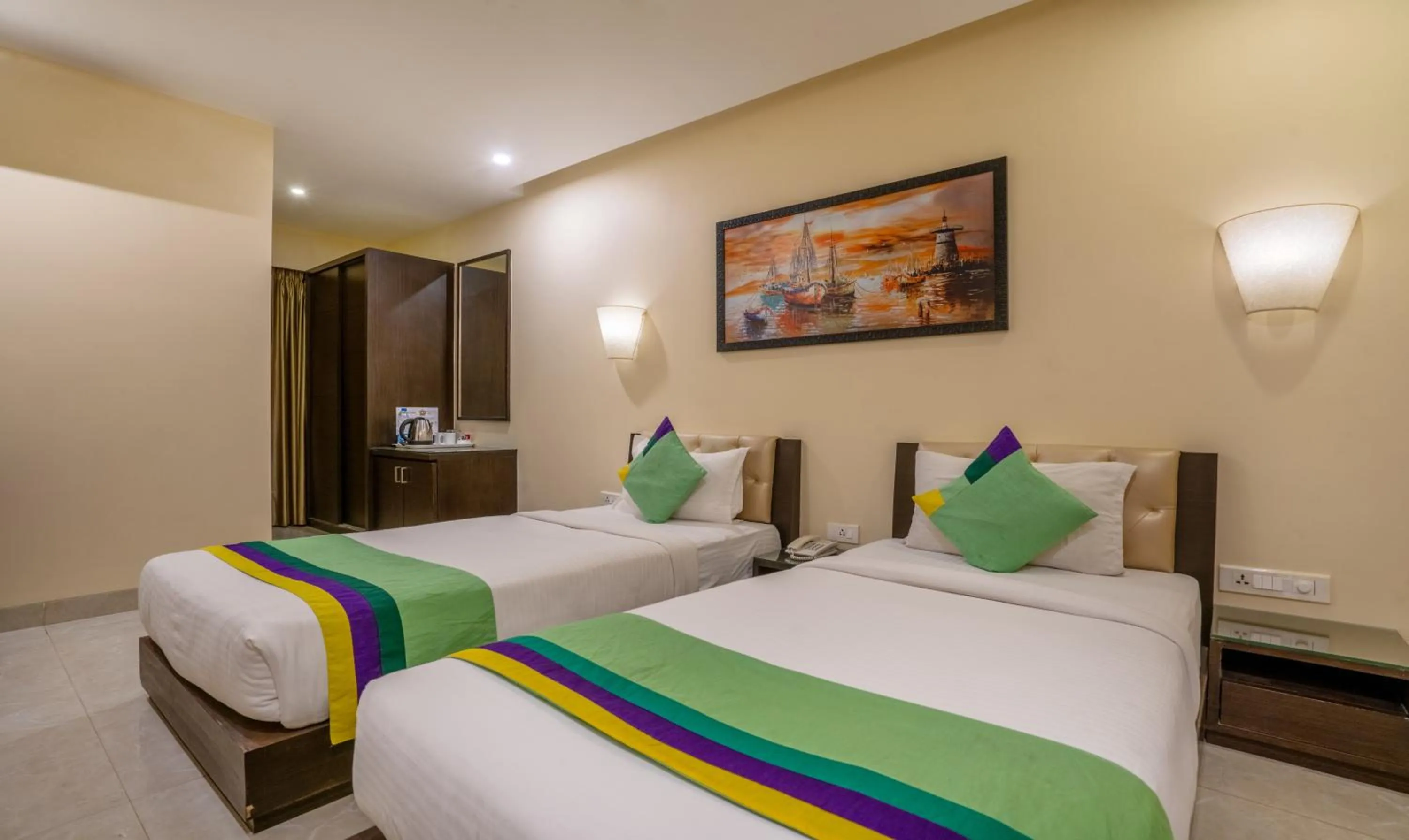 Bedroom, Bed in Treebo Acsys, Gachibowli