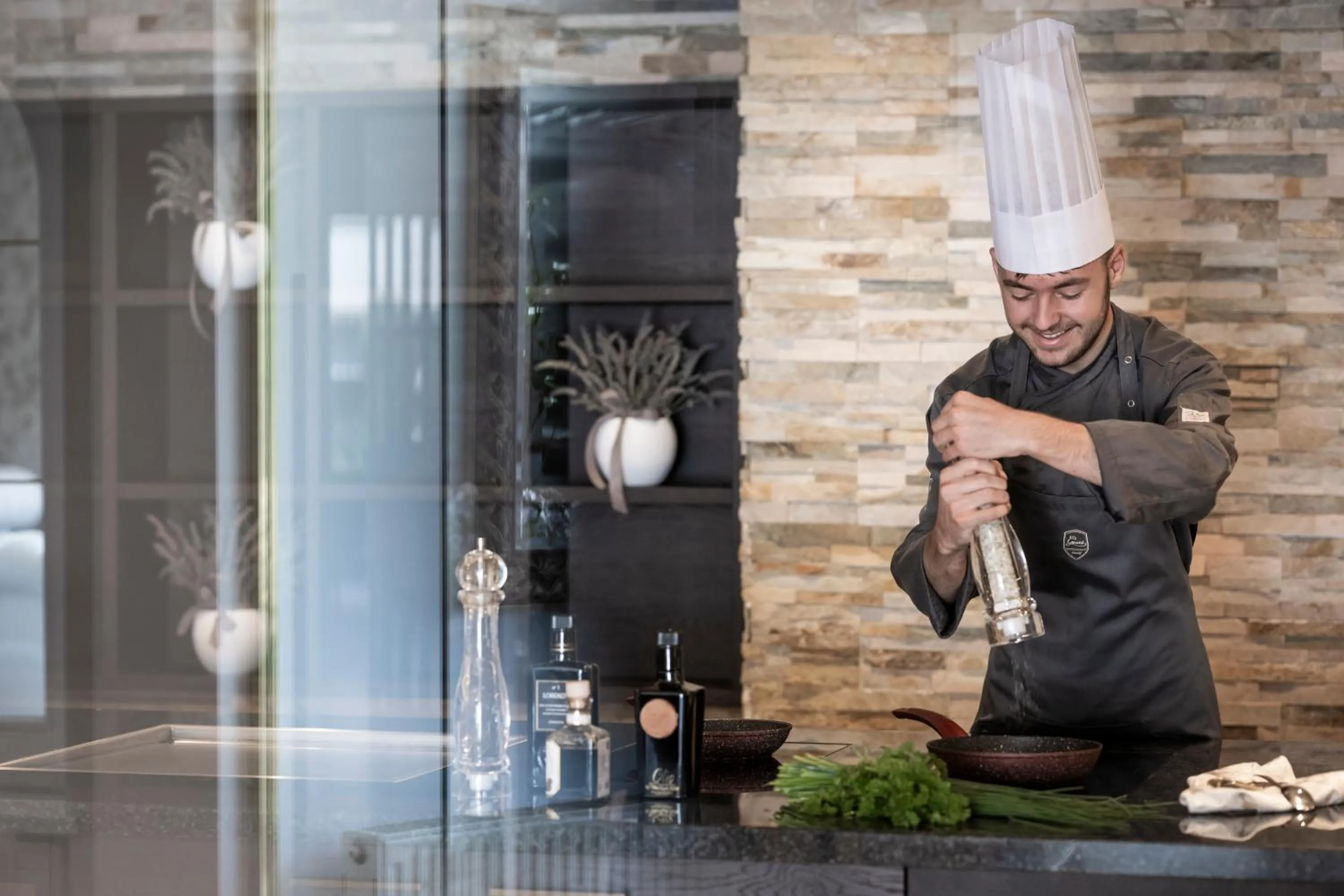 kitchen in Small & Beautiful Hotel Gnaid