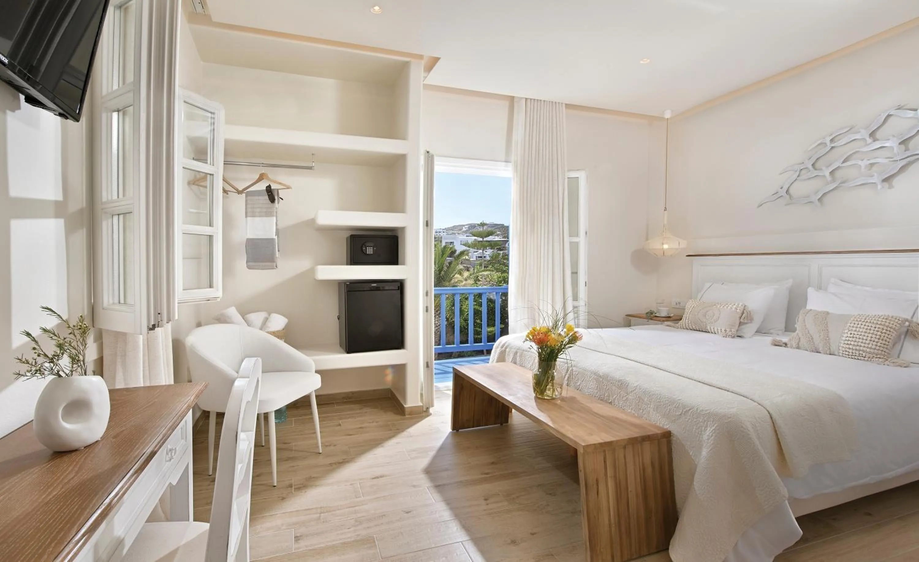 Bed in Erato Hotel Mykonos